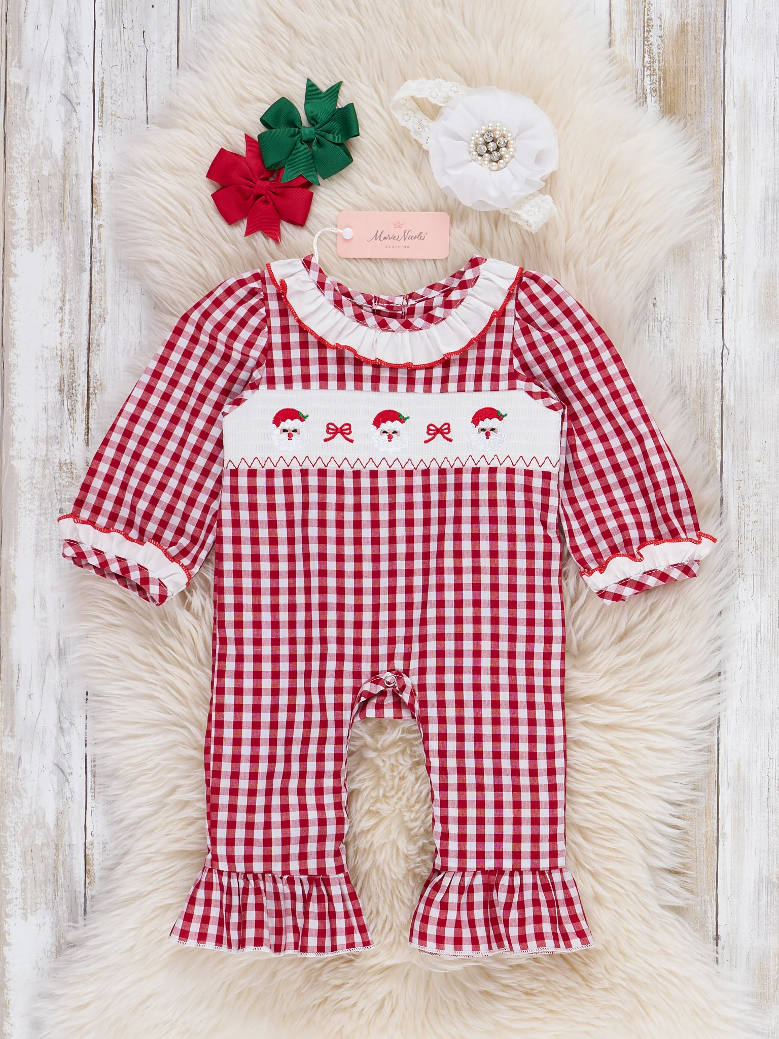 Moments with Santa Smocked Cotton Romper