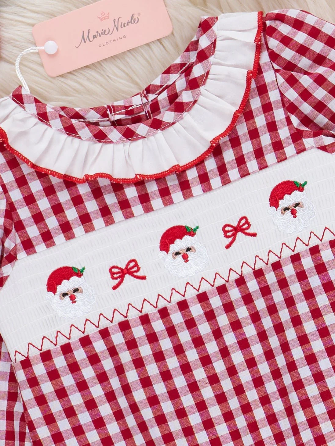 Moments with Santa Smocked Cotton Romper - Image 2