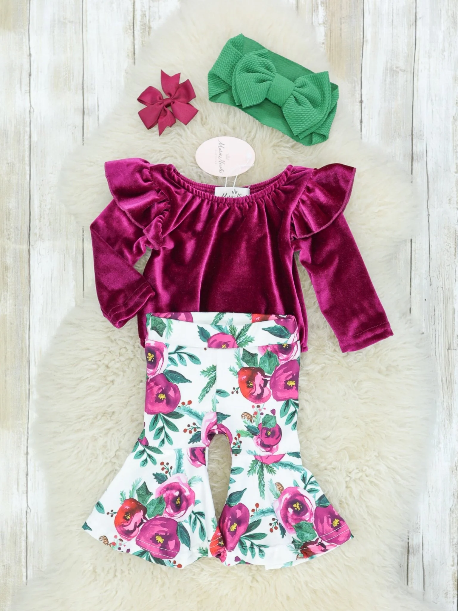 Mulberry Floral Velvet Bubble Outfit