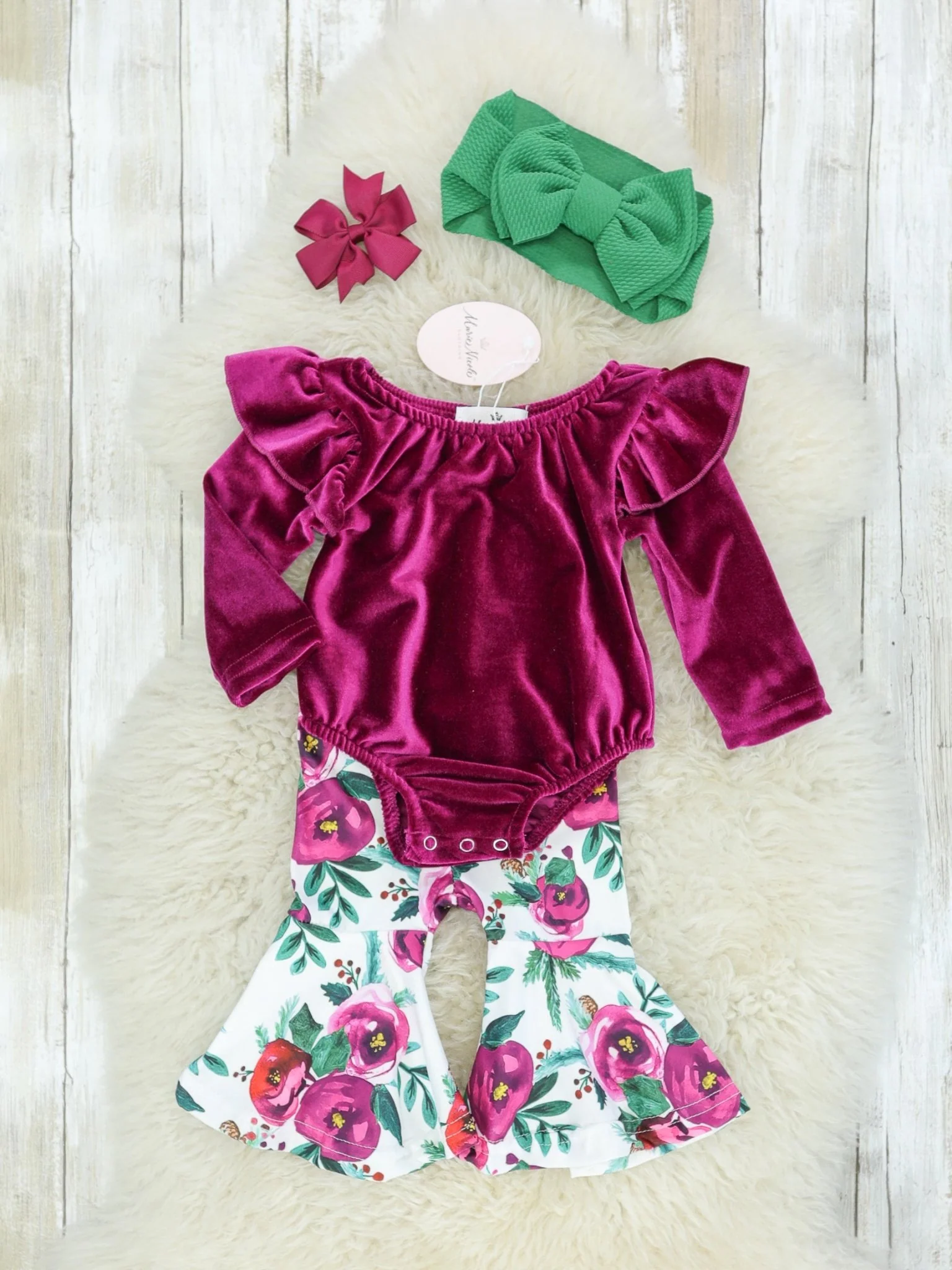 Mulberry Floral Velvet Bubble Outfit - Image 2