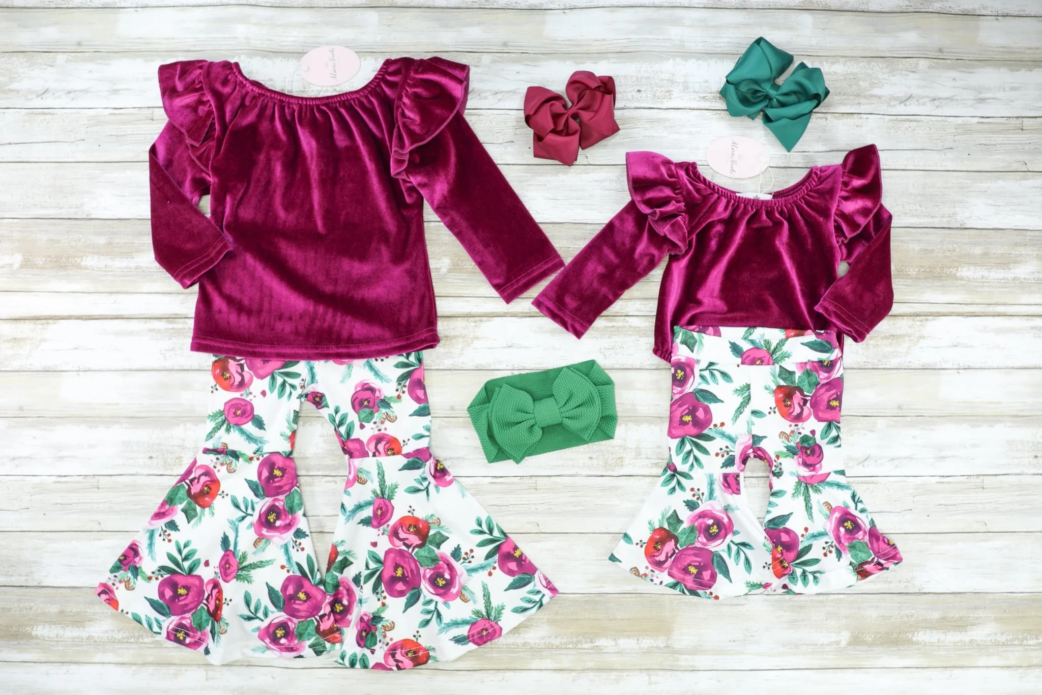 Mulberry Floral Velvet Bubble Outfit - Image 3