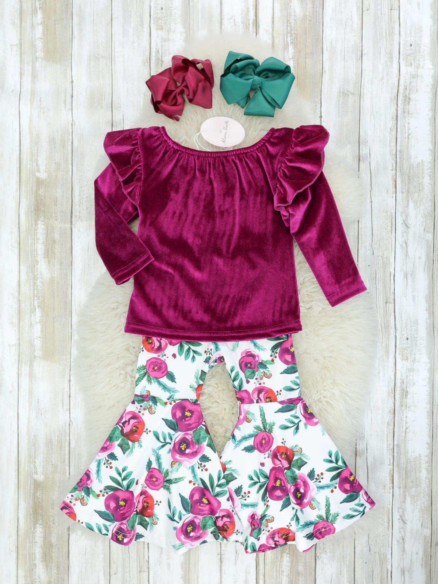 Mulberry Floral Velvet Outfit