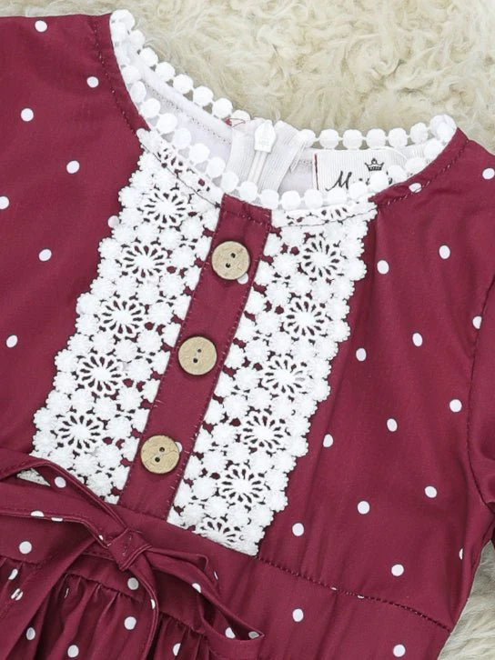 Mulberry Polka Dot Lace Tie Dress - Image 2