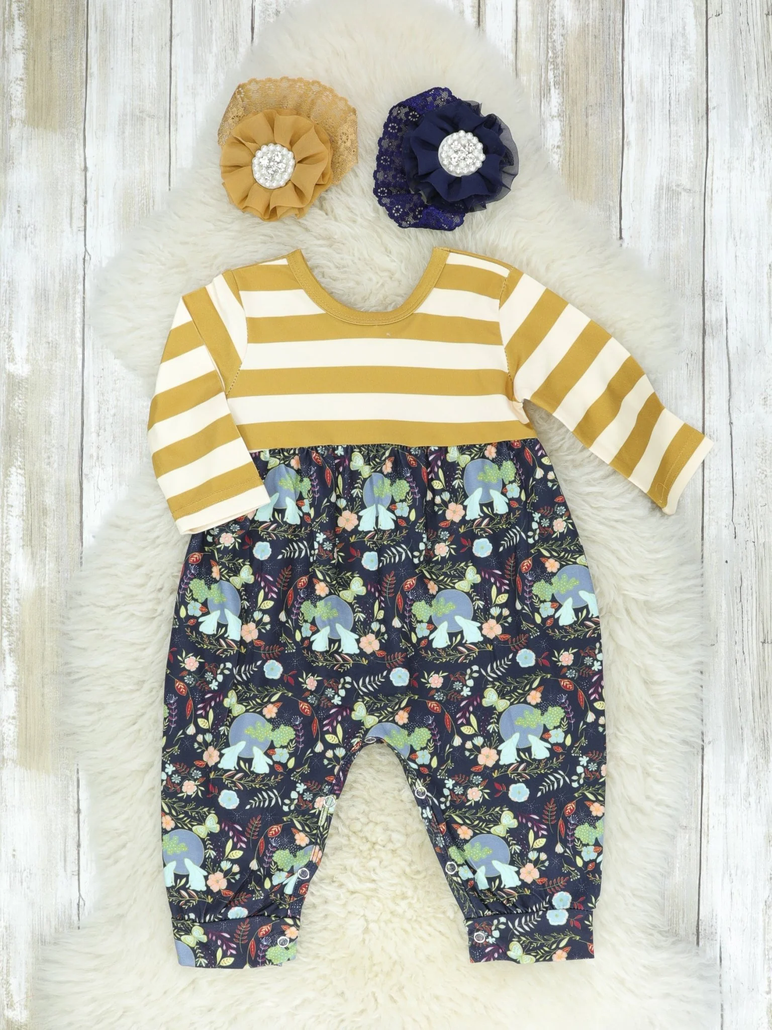 Mustard & Black Romper