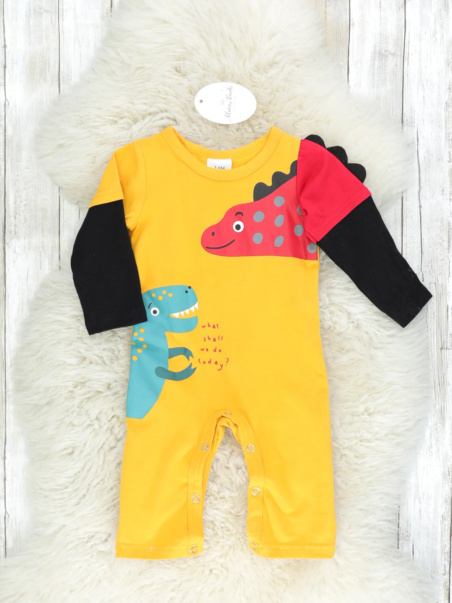 Mustard Dinosaur Layered Romper