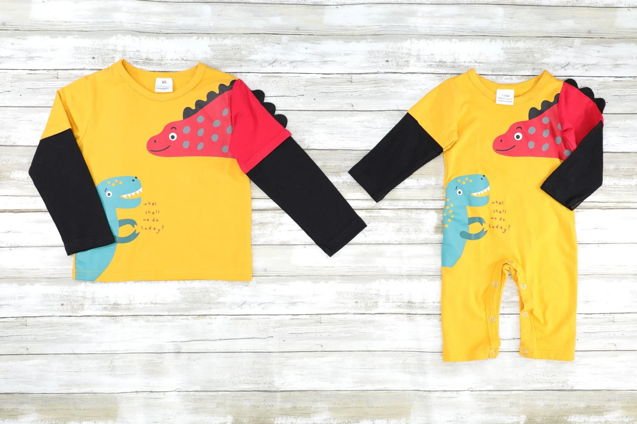 Mustard Dinosaur Layered Romper - Image 2