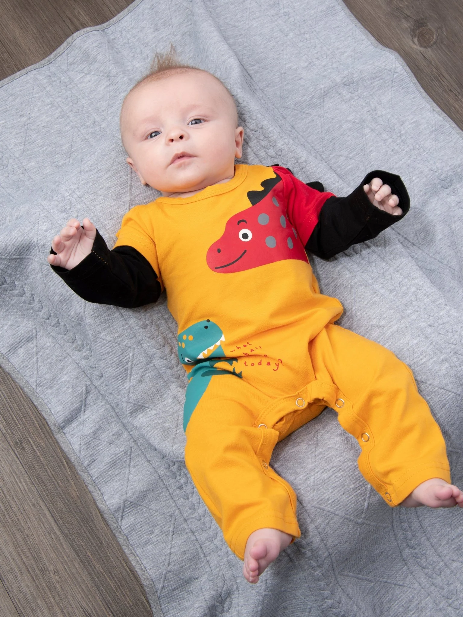 Mustard Dinosaur Layered Romper - Image 4