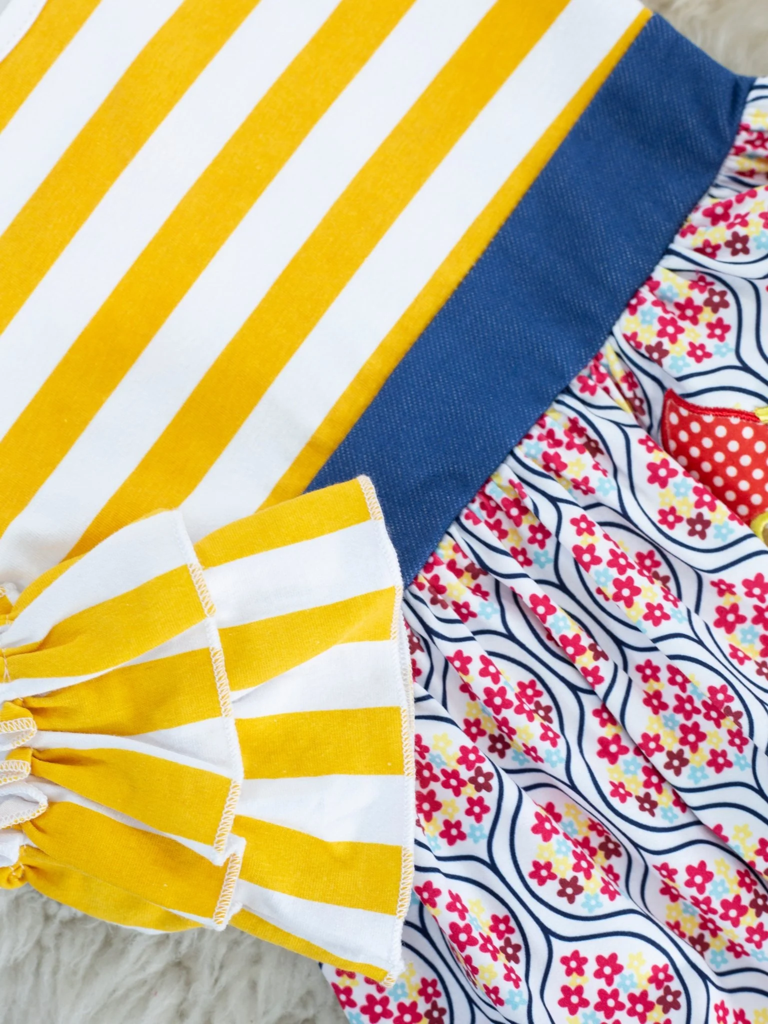 Mustard Floral Chicken Ruffle Dress - Image 2