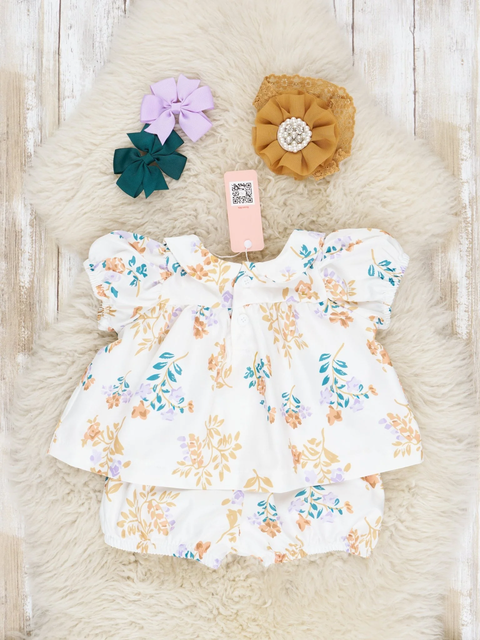 Mustard Floral Vintage Bloomers Outfit - Image 3