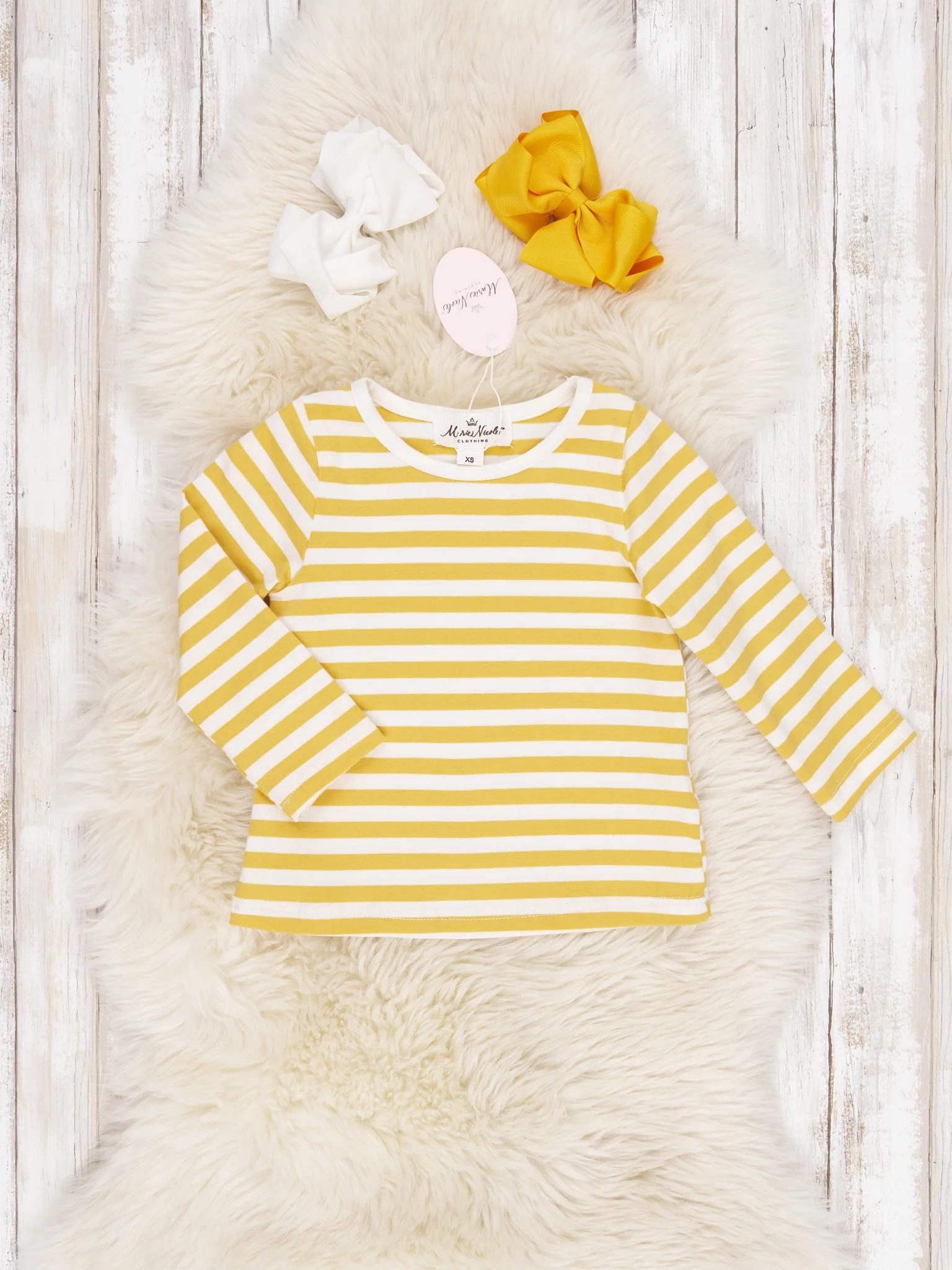 Mustard Striped Shirt & Denim Pumpkin Overall Dress - Image 2
