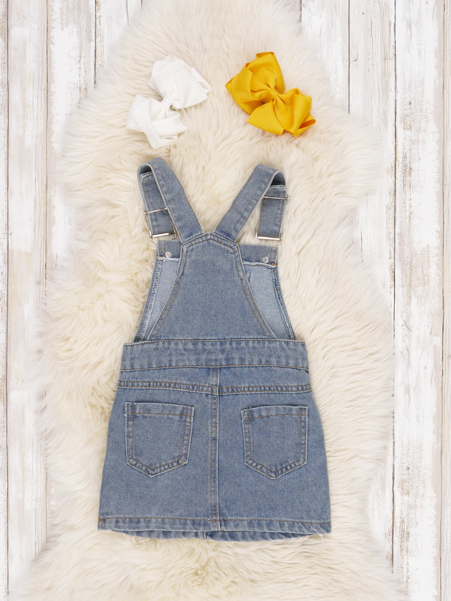 Mustard Striped Shirt & Denim Pumpkin Overall Dress - Image 4