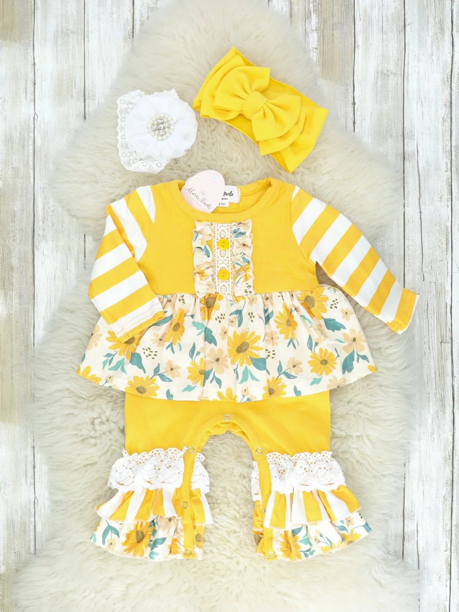 Mustard Sunflower Dressy Romper