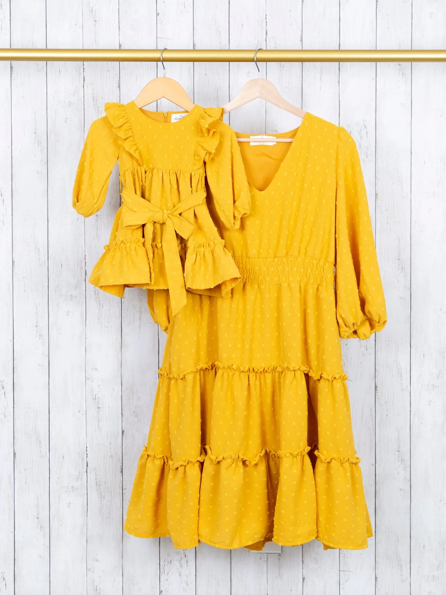Mustard Swiss Dot Ruffle Dress - Image 7