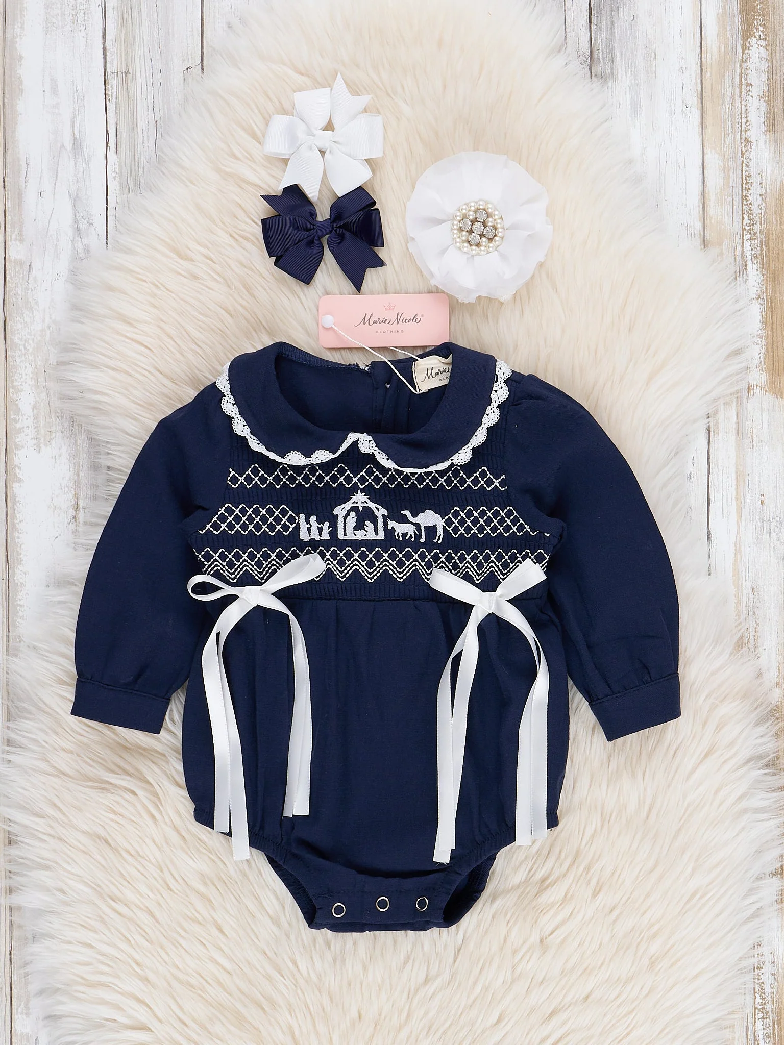 Nativity Scene Smocked Bubble Romper