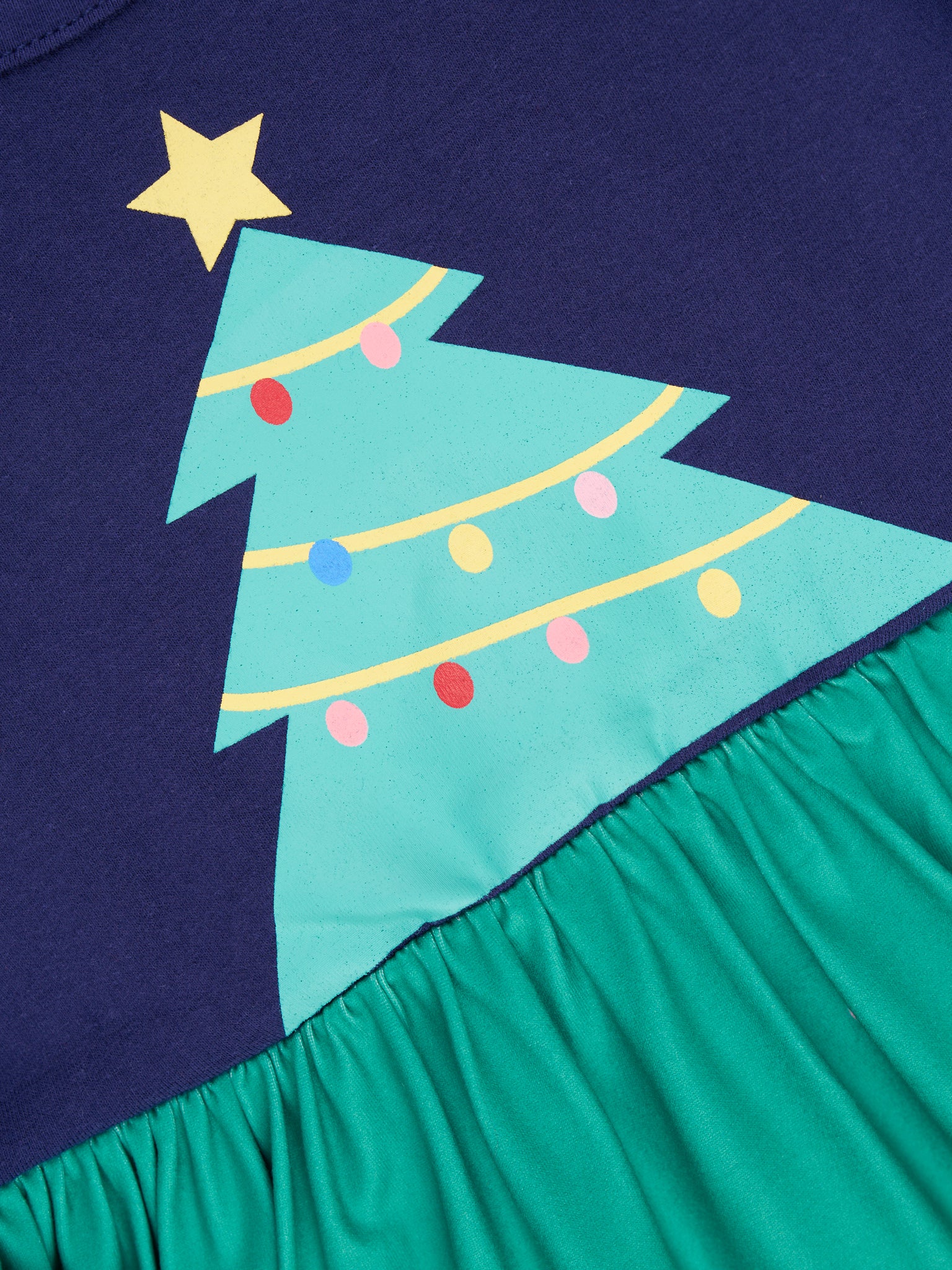 Navy & Green Christmas Tree Dress - Image 2