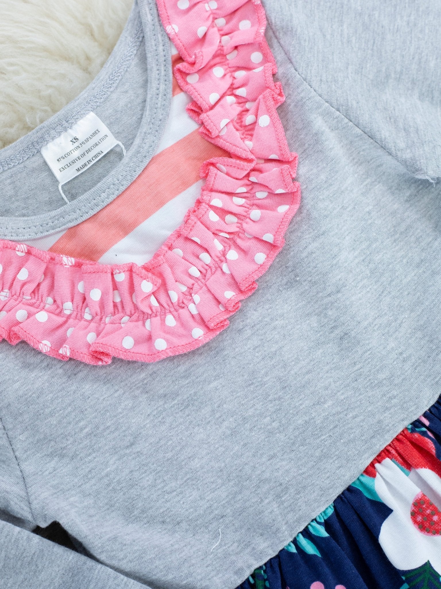 Navy & Peach Floral Ruffle Outfit - Image 3