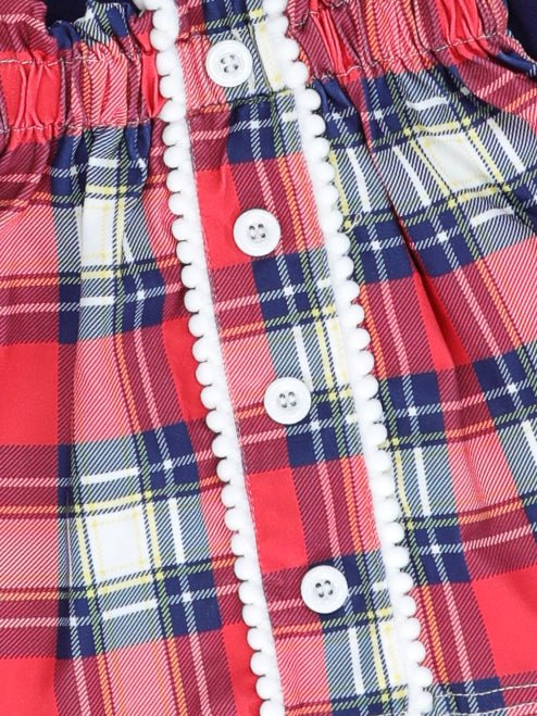 Navy & Red "Stay Cozy" Plaid Ruffle Skirt Outfit - Image 3