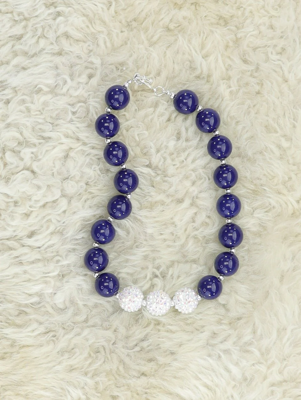 Navy & White Sparkle Bubblegum Necklace