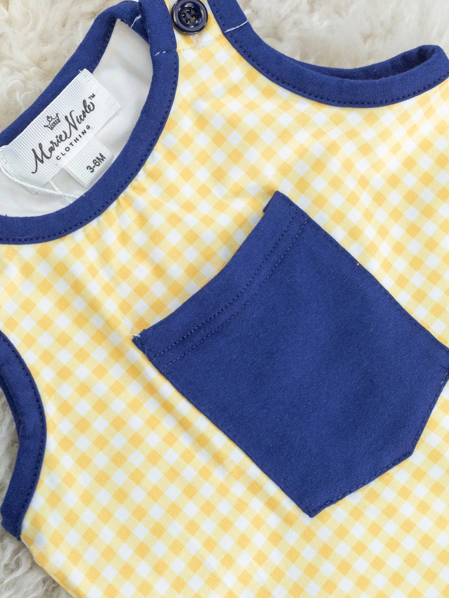 Navy & Yellow Gingham Romper - Image 2