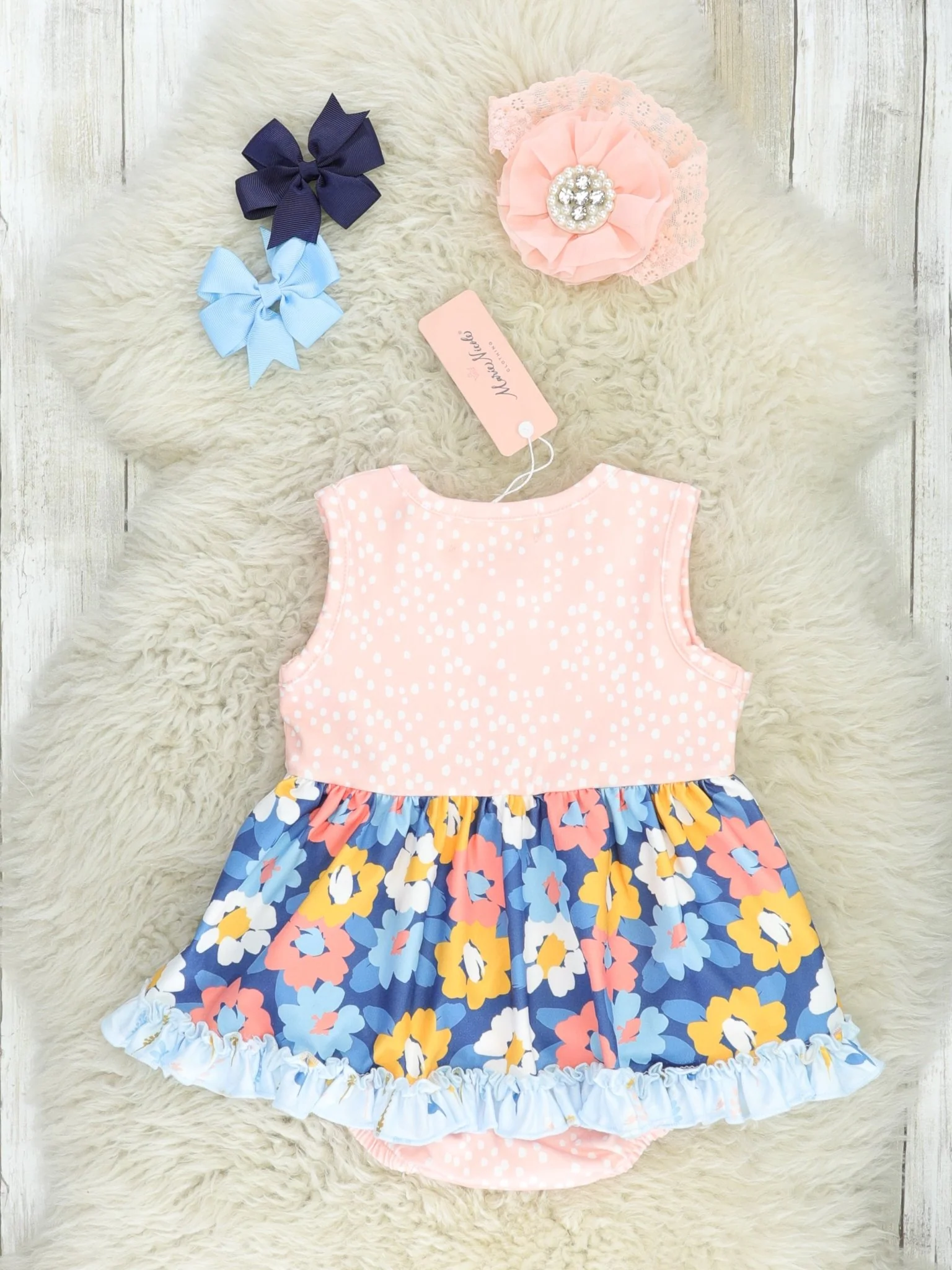Navy Dahlia Ruffle Dressy Bubble Romper - Image 2
