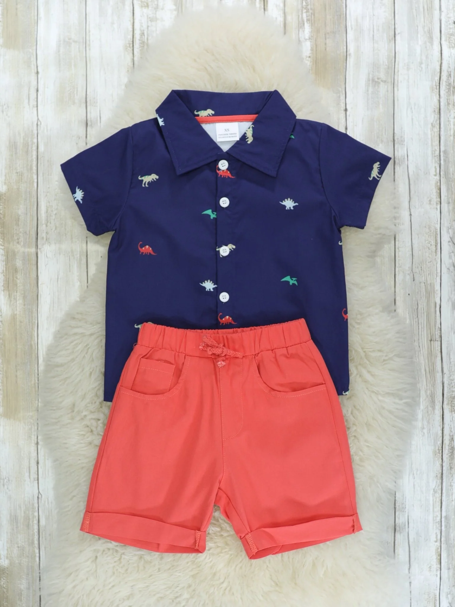 Navy Dino Polo & Shorts Outfit - Image 3