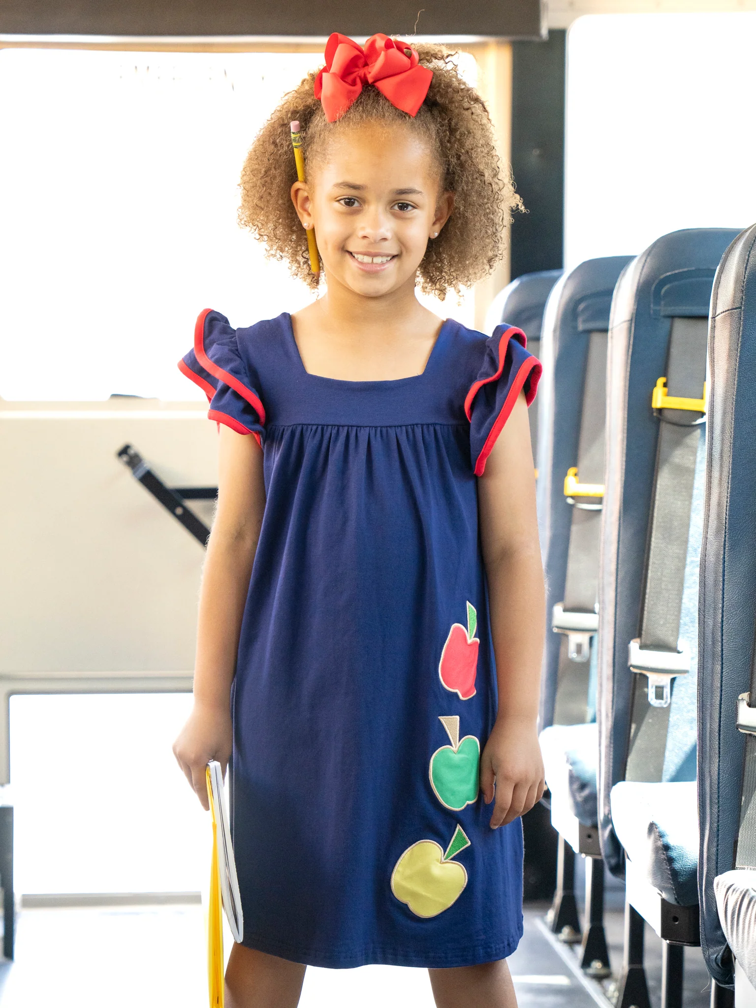 Navy Falling Apples Ruffle Dress - Image 3