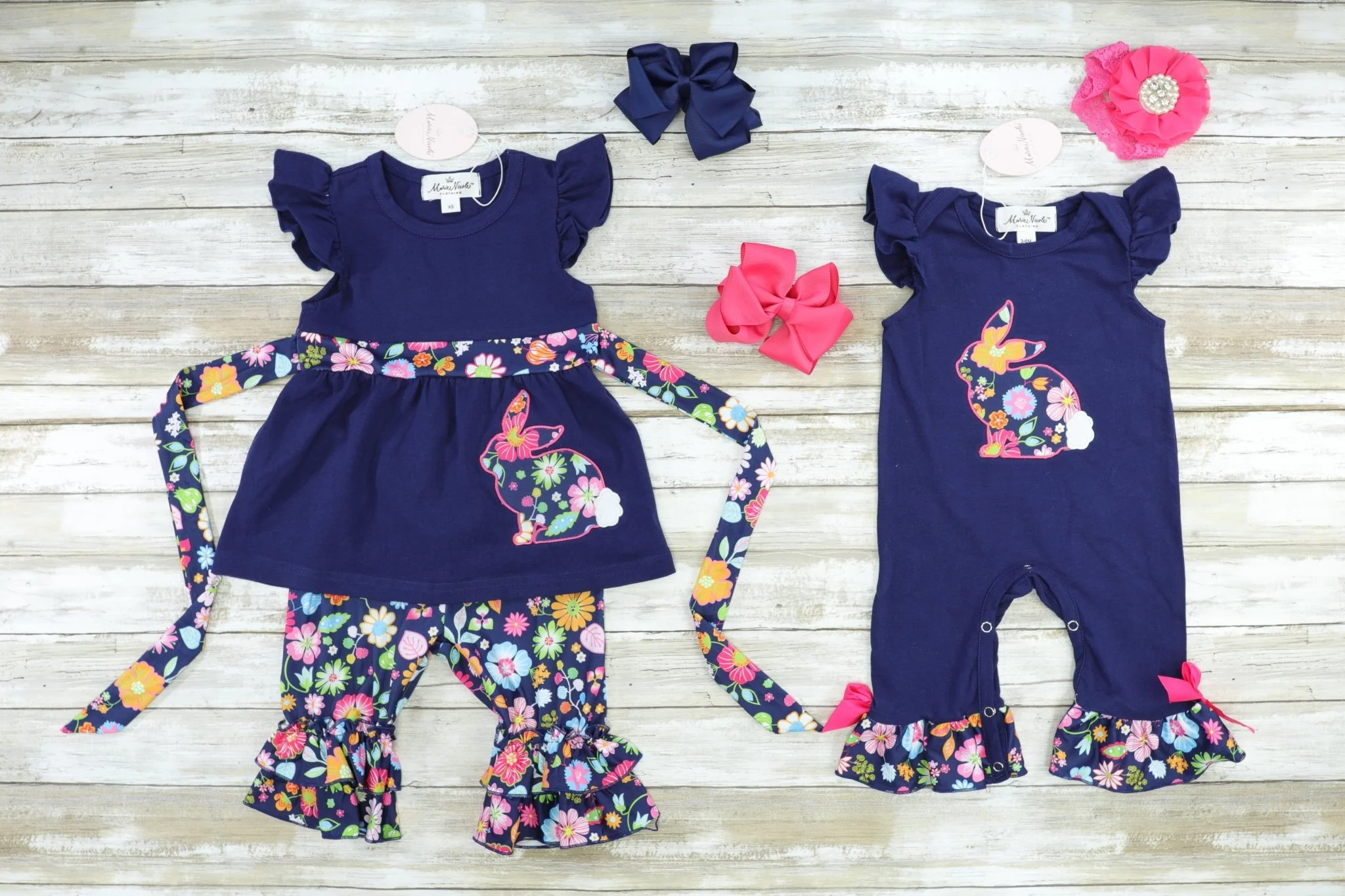 Navy Floral Bunny Tunic Outfit - Image 2