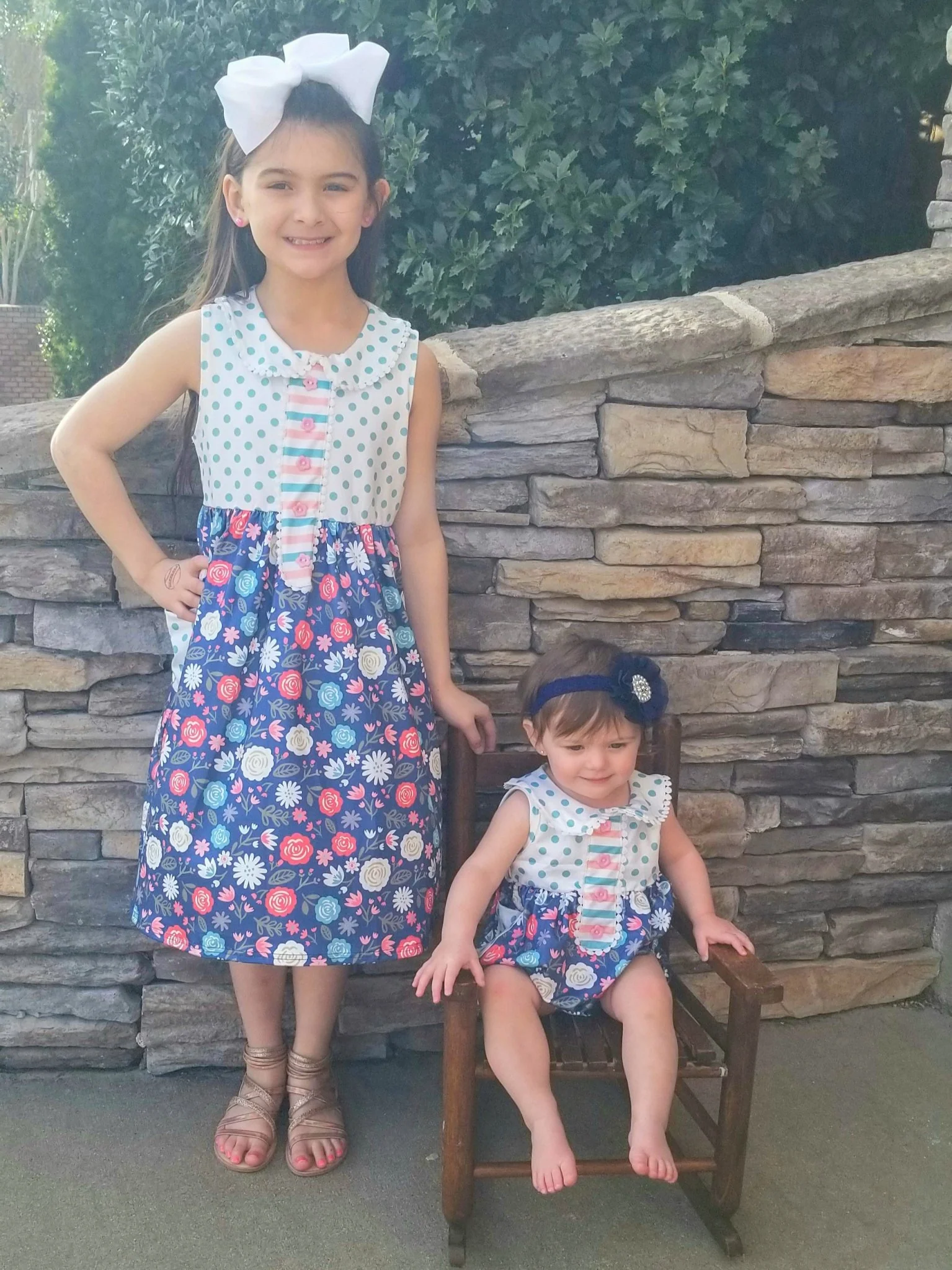 Navy Floral Polka Dotted Bubble Romper - Image 7
