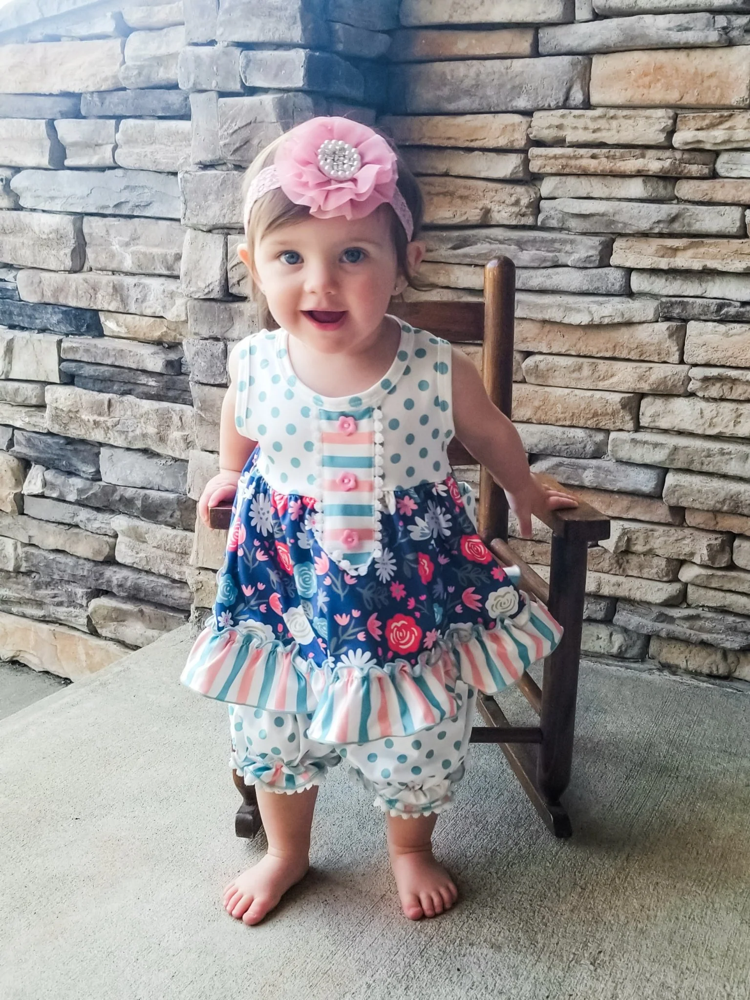 Navy Floral Polka Dotted Outfit - Image 5