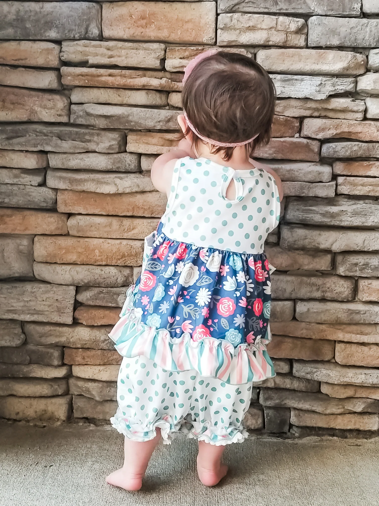 Navy Floral Polka Dotted Outfit - Image 8