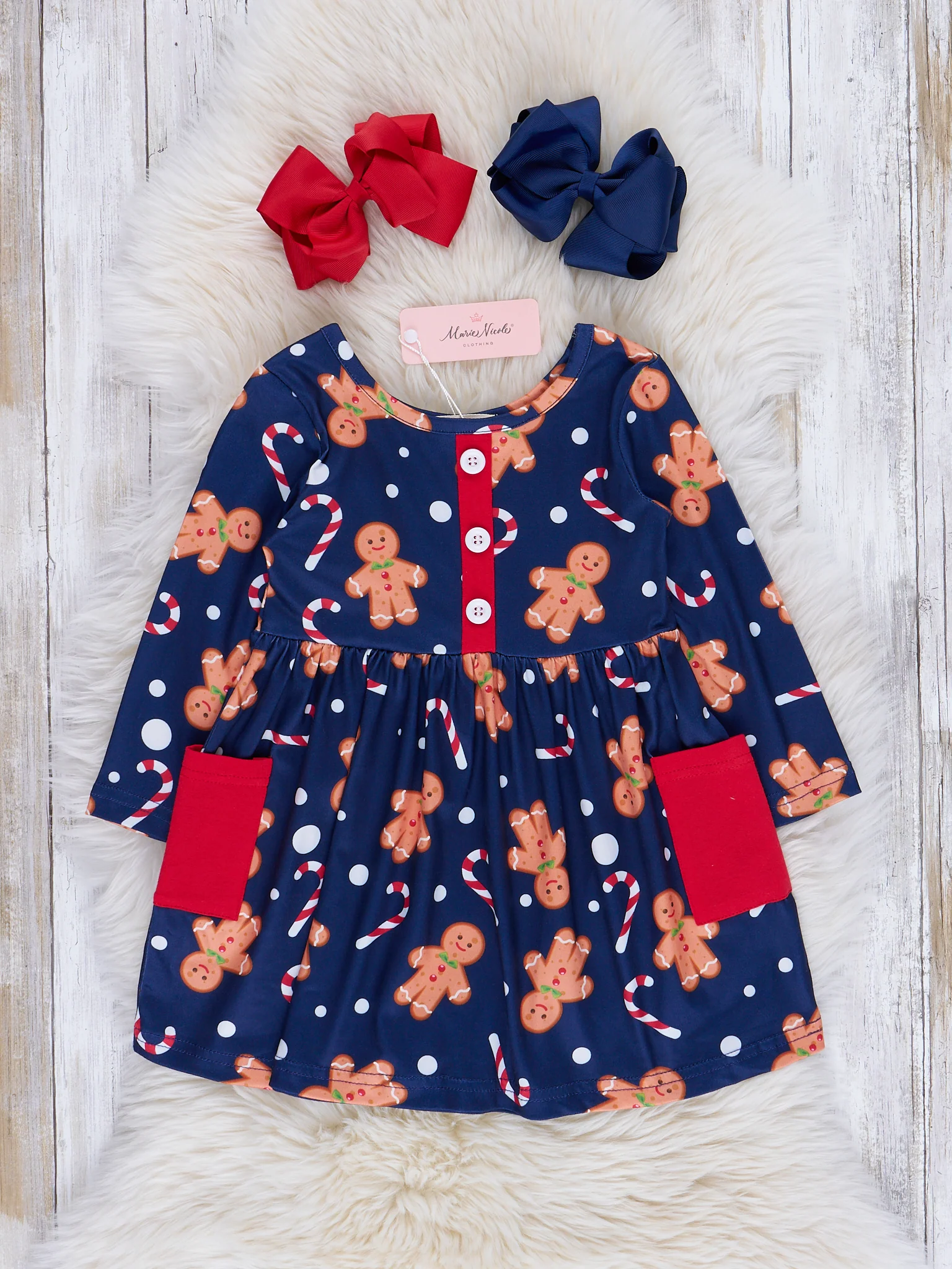 Navy Gingerbread Pocket Dress