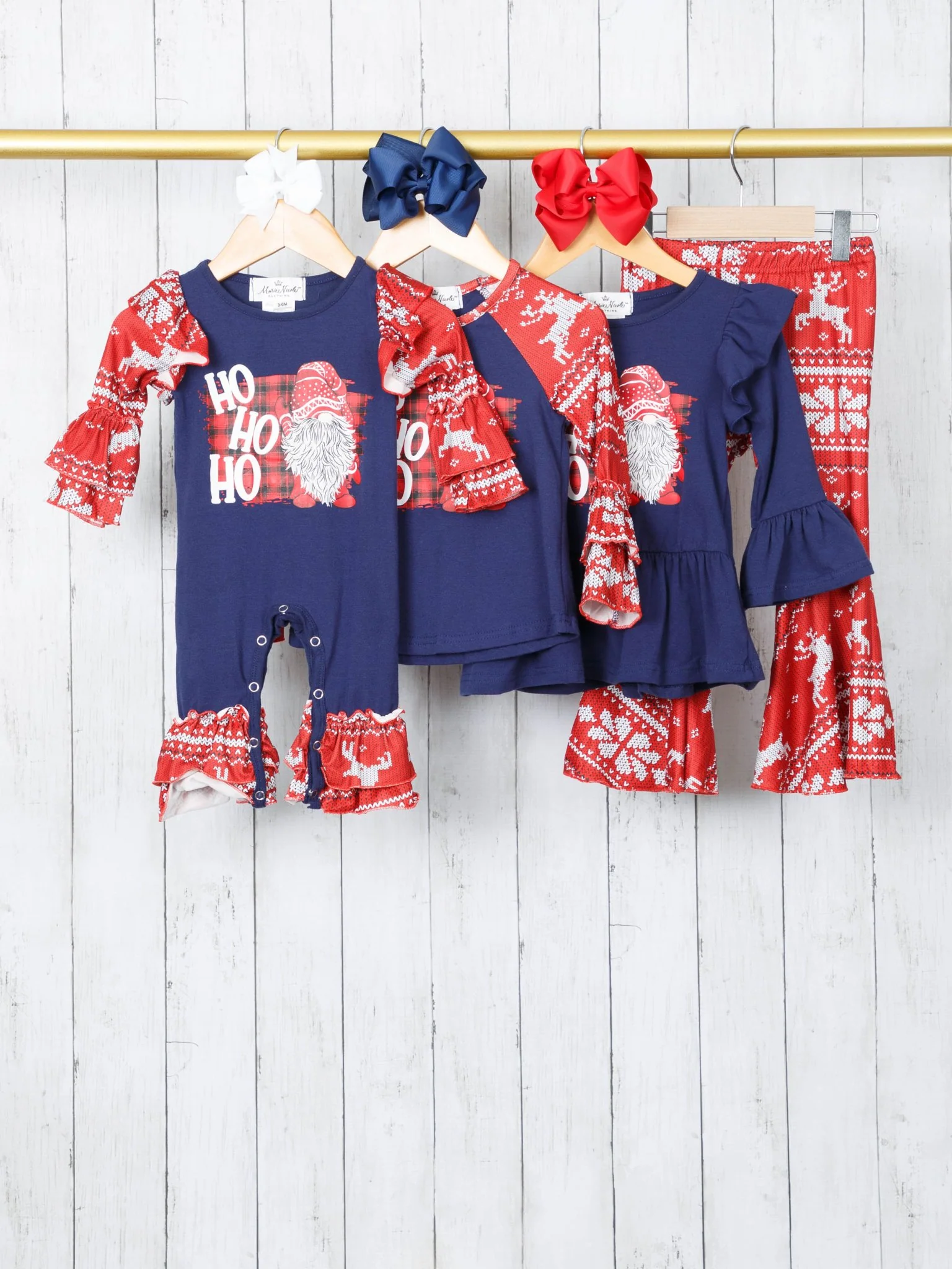 Navy "HO HO HO" Ruffle Raglan Shirt - Image 2