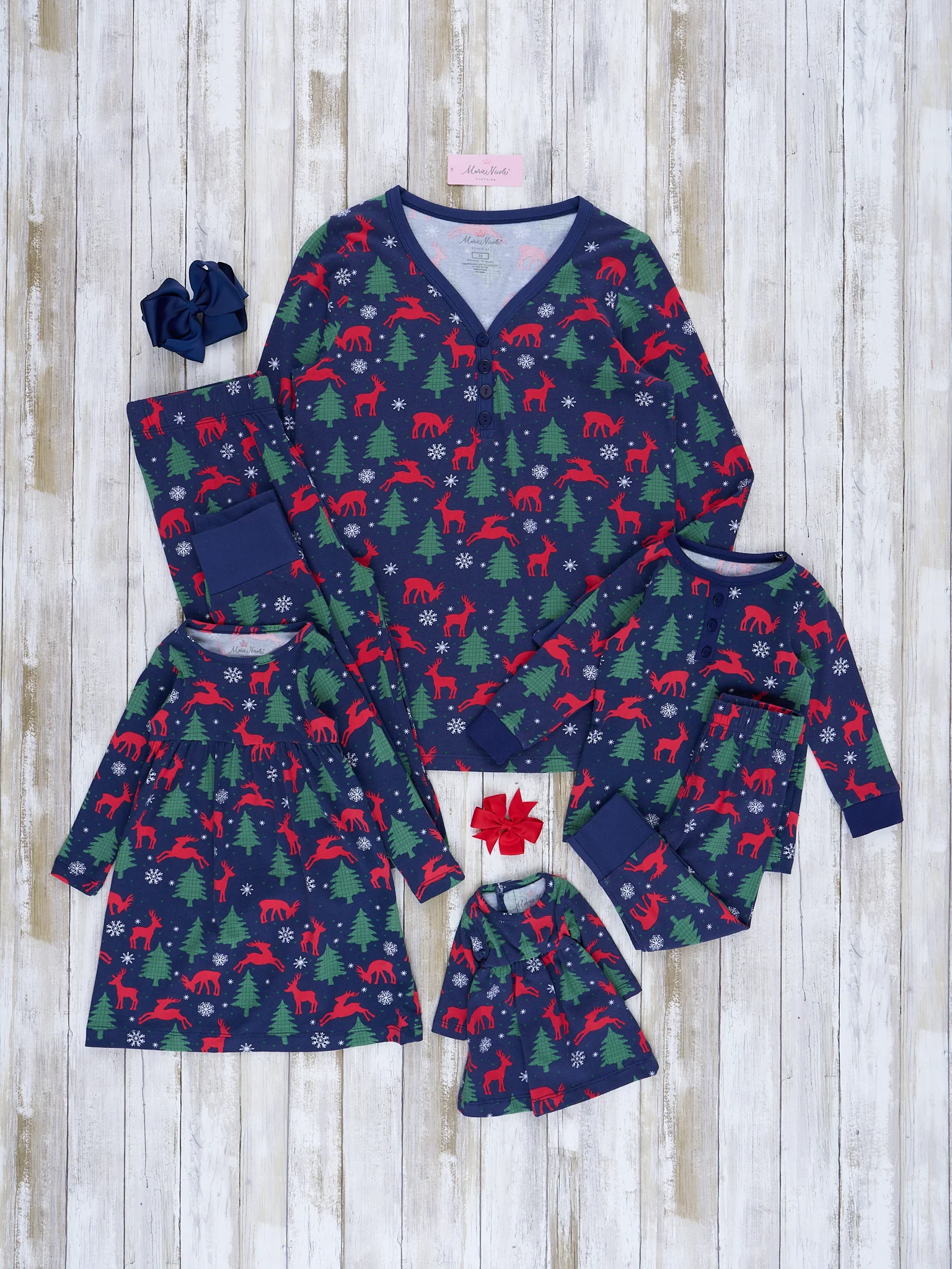 Navy Holiday Forest Christmas Family Pajamas