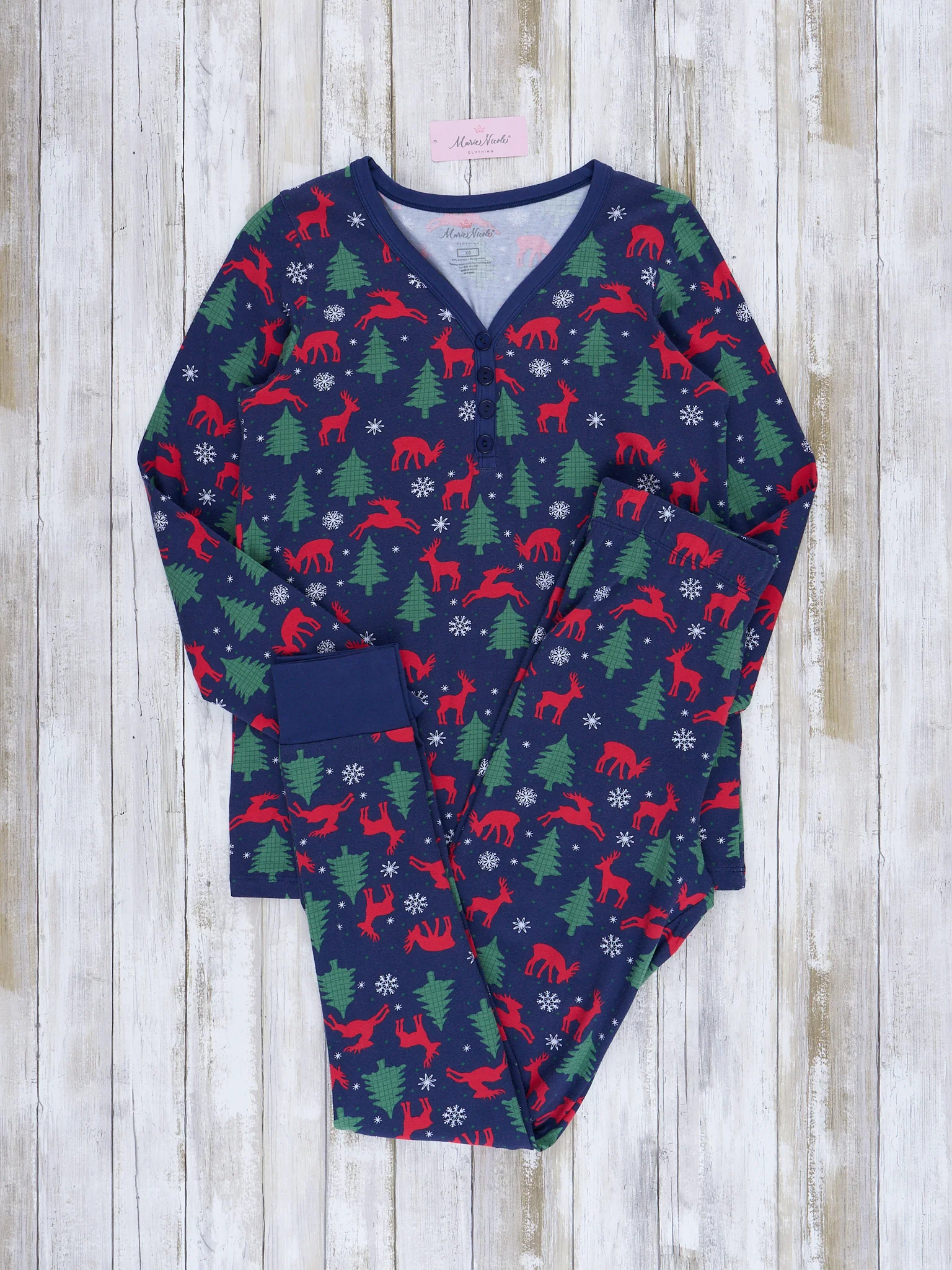 Navy Holiday Forest Christmas Family Pajamas - Image 10
