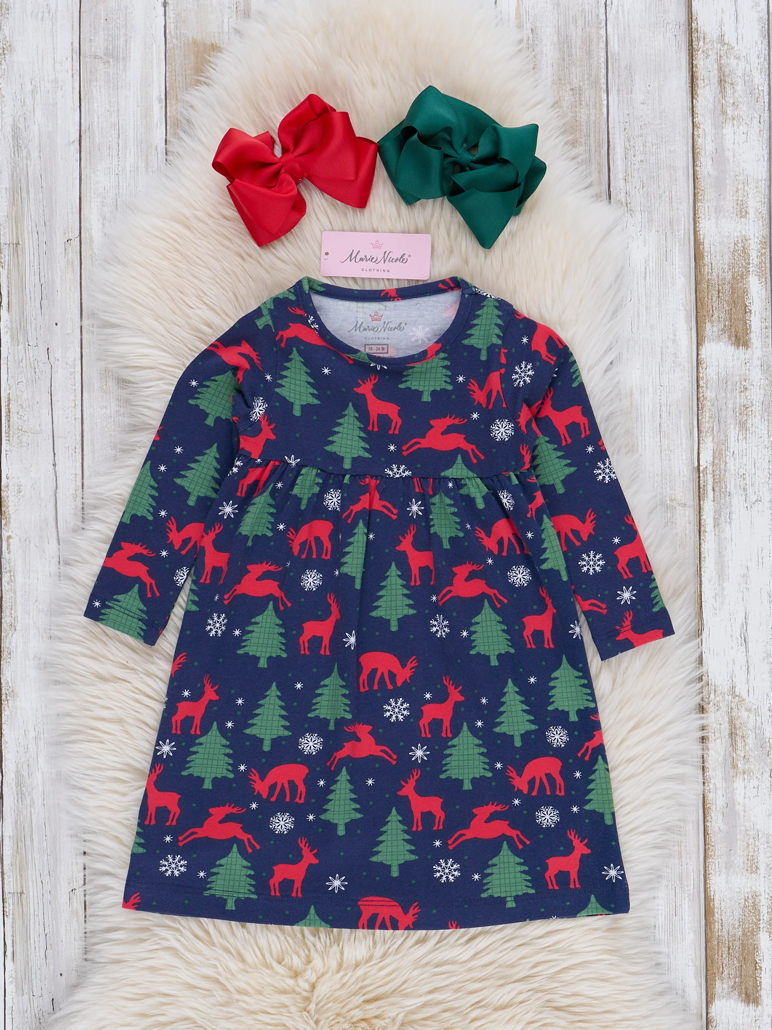 Navy Holiday Forest Christmas Family Pajamas - Image 4