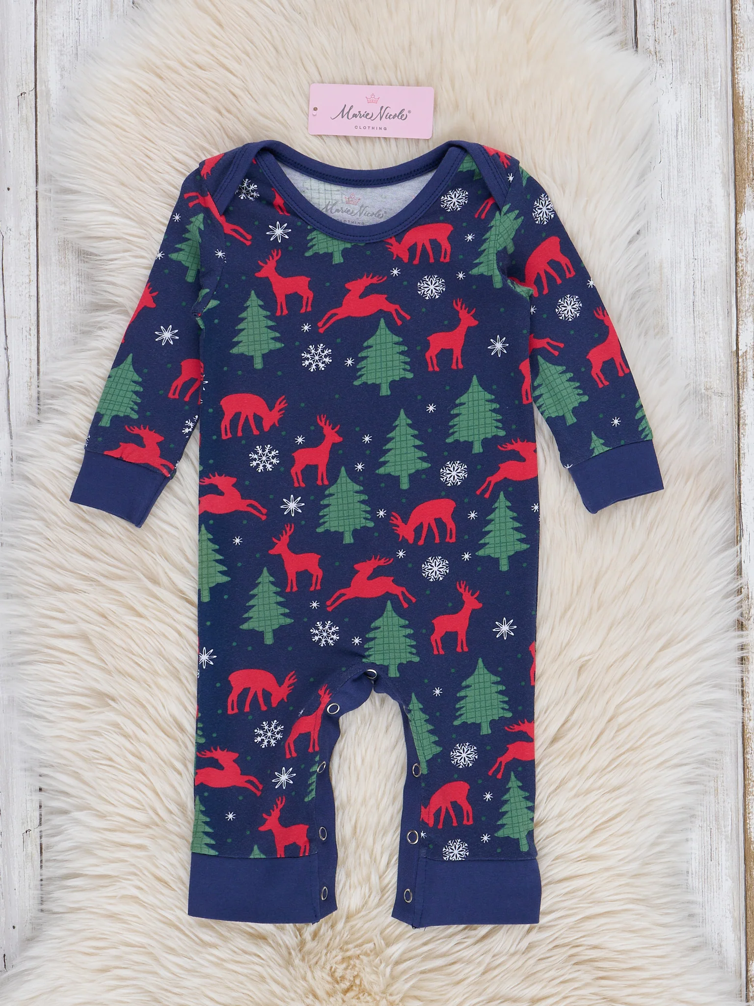 Navy Holiday Forest Christmas Family Pajamas - Image 5