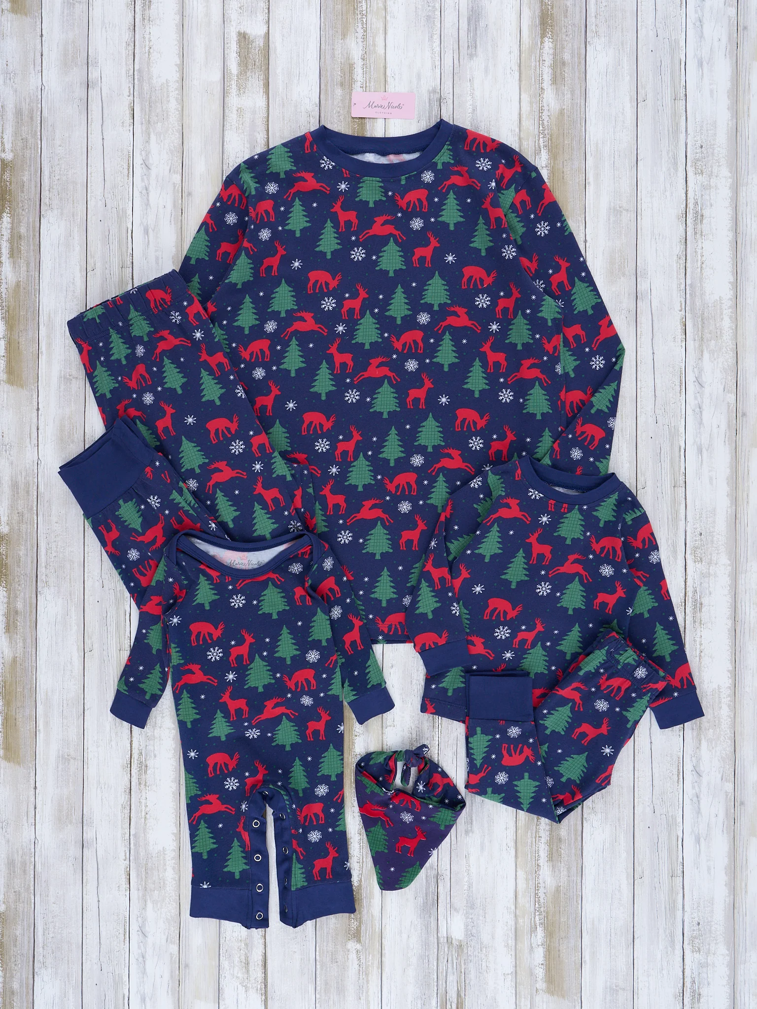 Navy Holiday Forest Christmas Family Pajamas - Image 7
