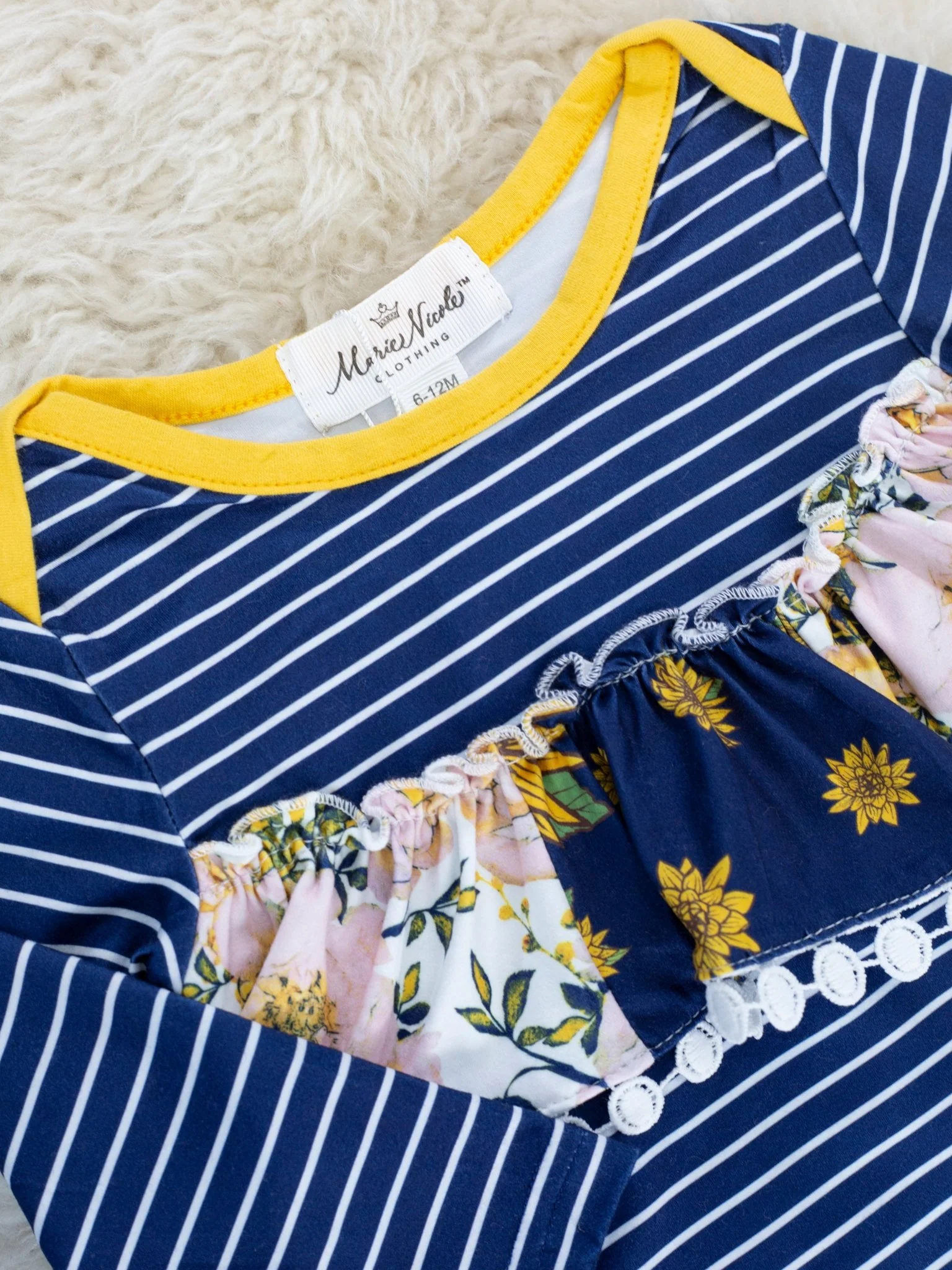 Navy & Mustard Floral Ruffle Gown - Image 2