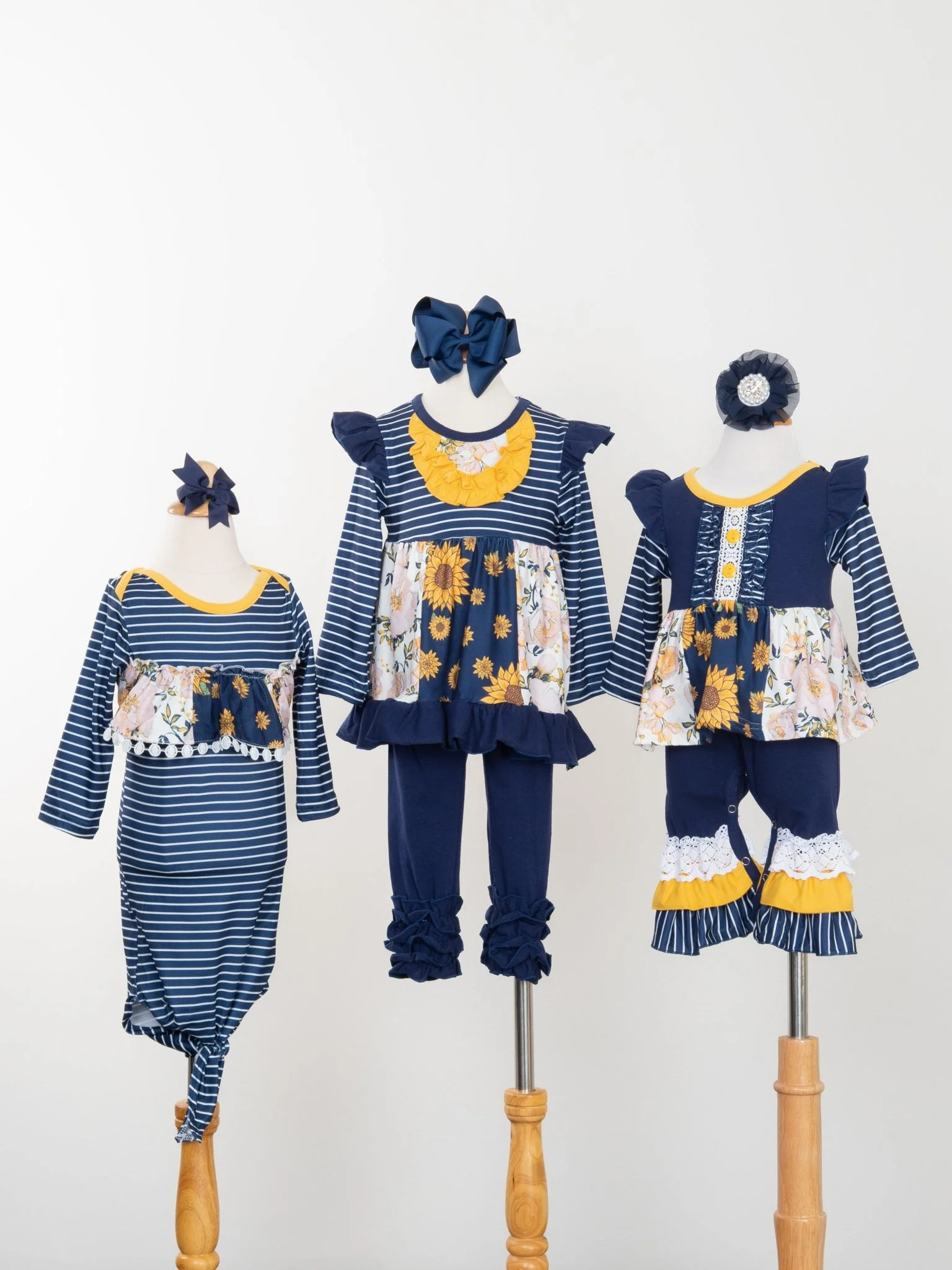 Navy & Mustard Floral Ruffle Outfit - Image 3