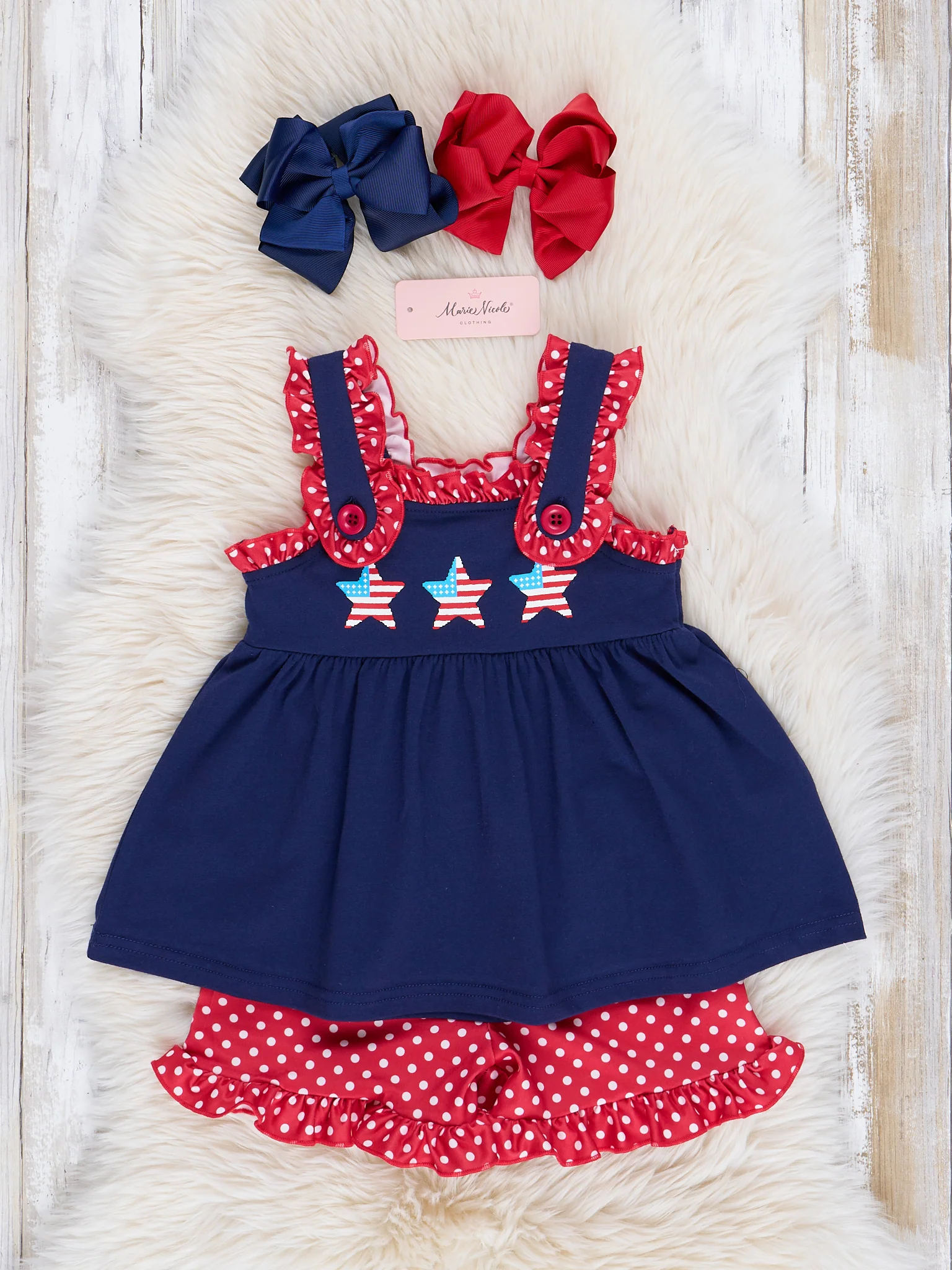 Navy Patriotic Stars Ruffle Outfit