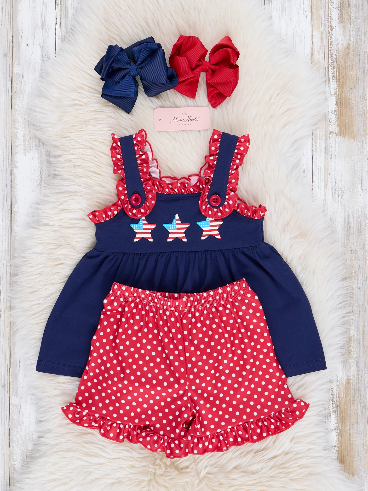 Navy Patriotic Stars Ruffle Outfit - Image 2