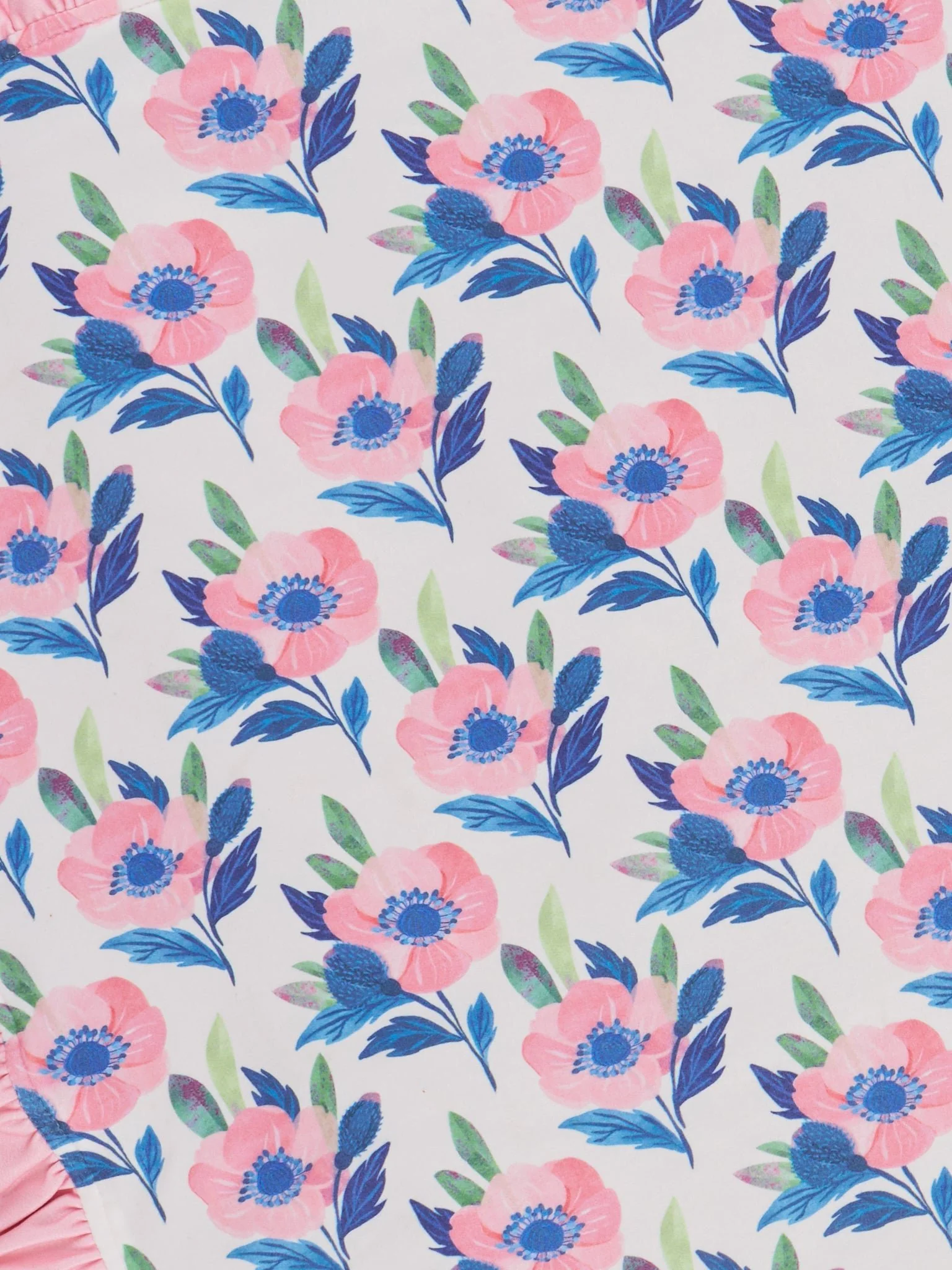 Navy & Pink Watercolor Ruffle Minky Blanket - Image 3