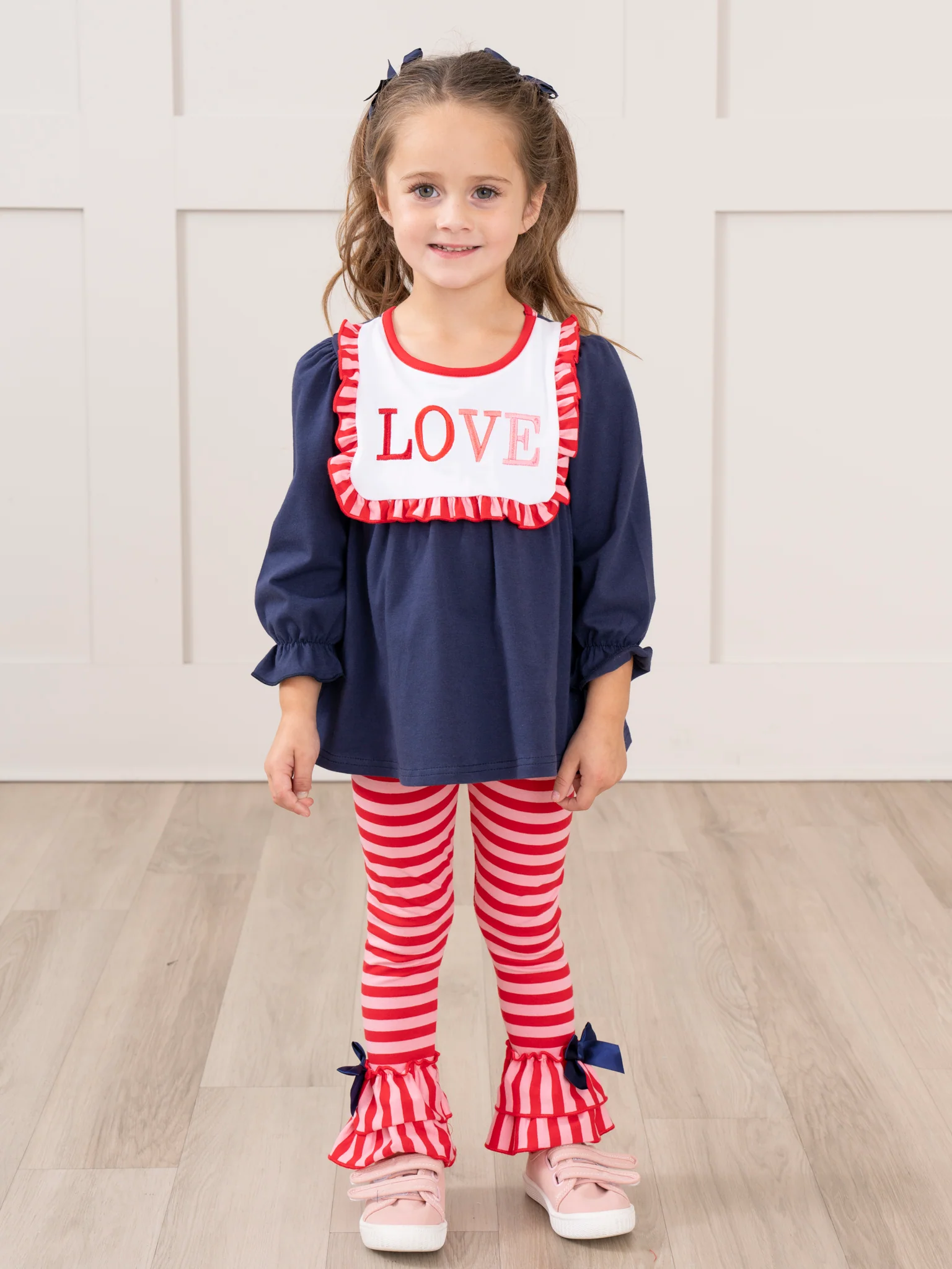 Navy & Red Love Ruffle Outfit