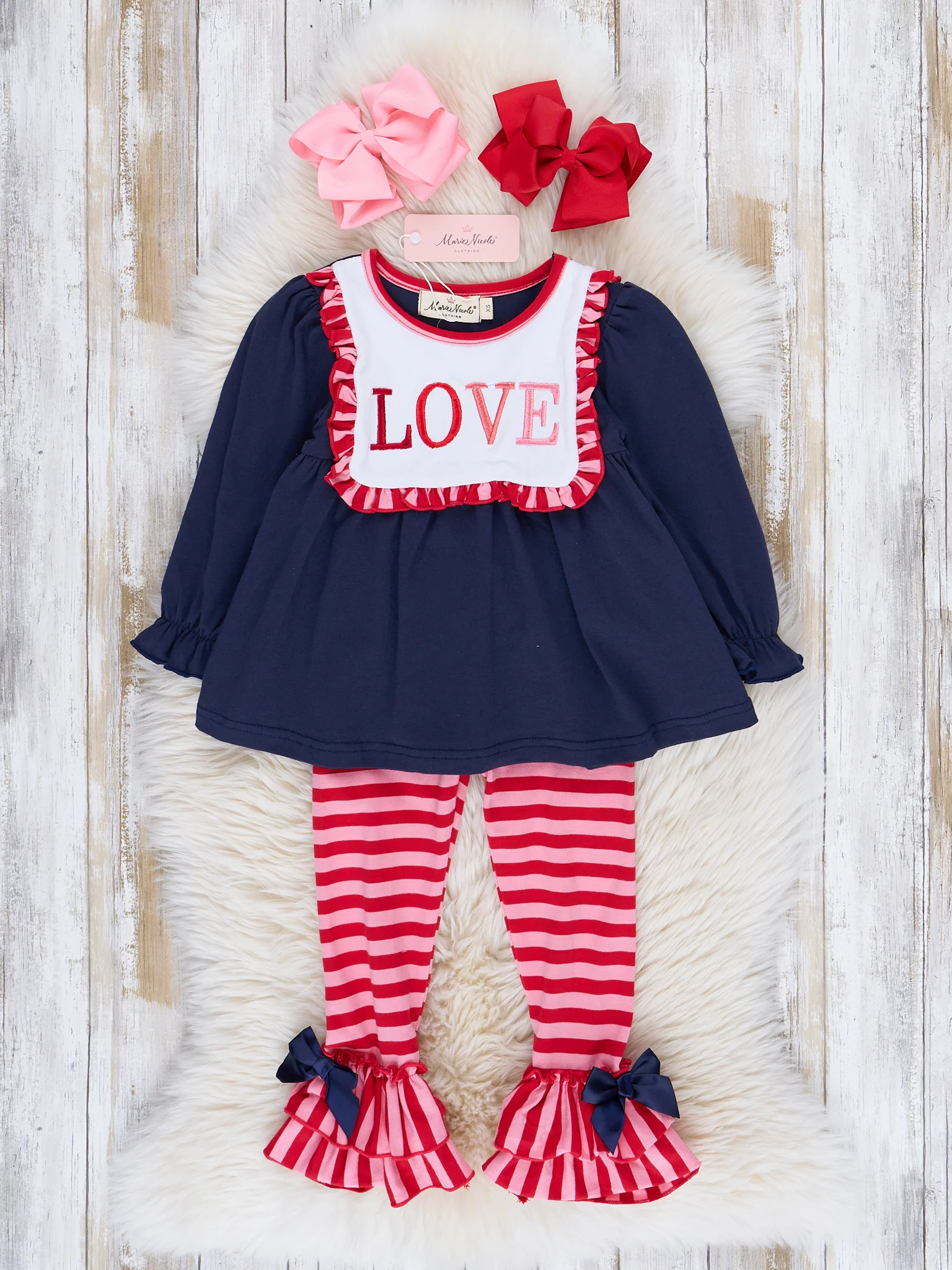 Navy & Red Love Ruffle Outfit - Image 2