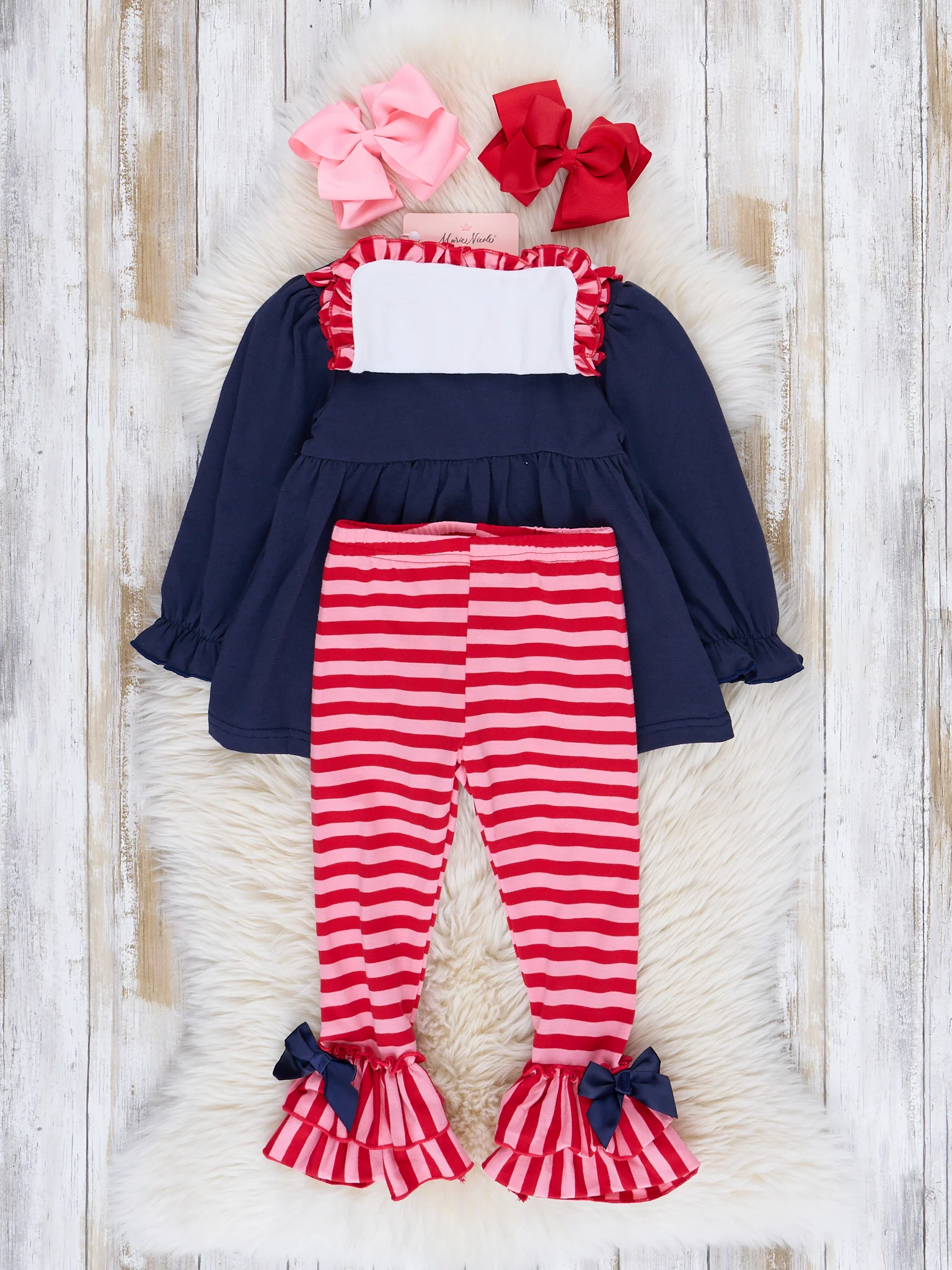 Navy & Red Love Ruffle Outfit - Image 3