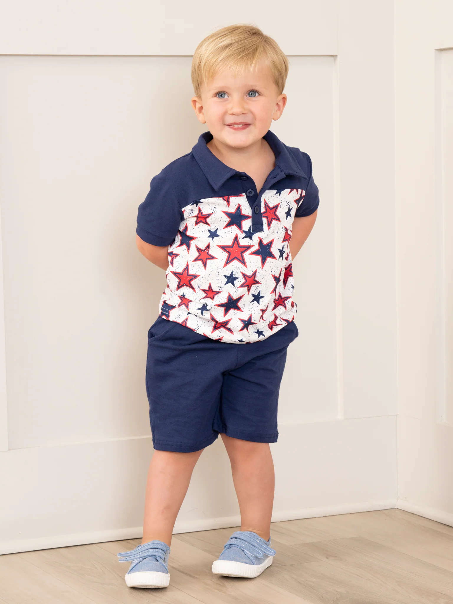 Navy & Red Stars Polo Outfit - Image 4