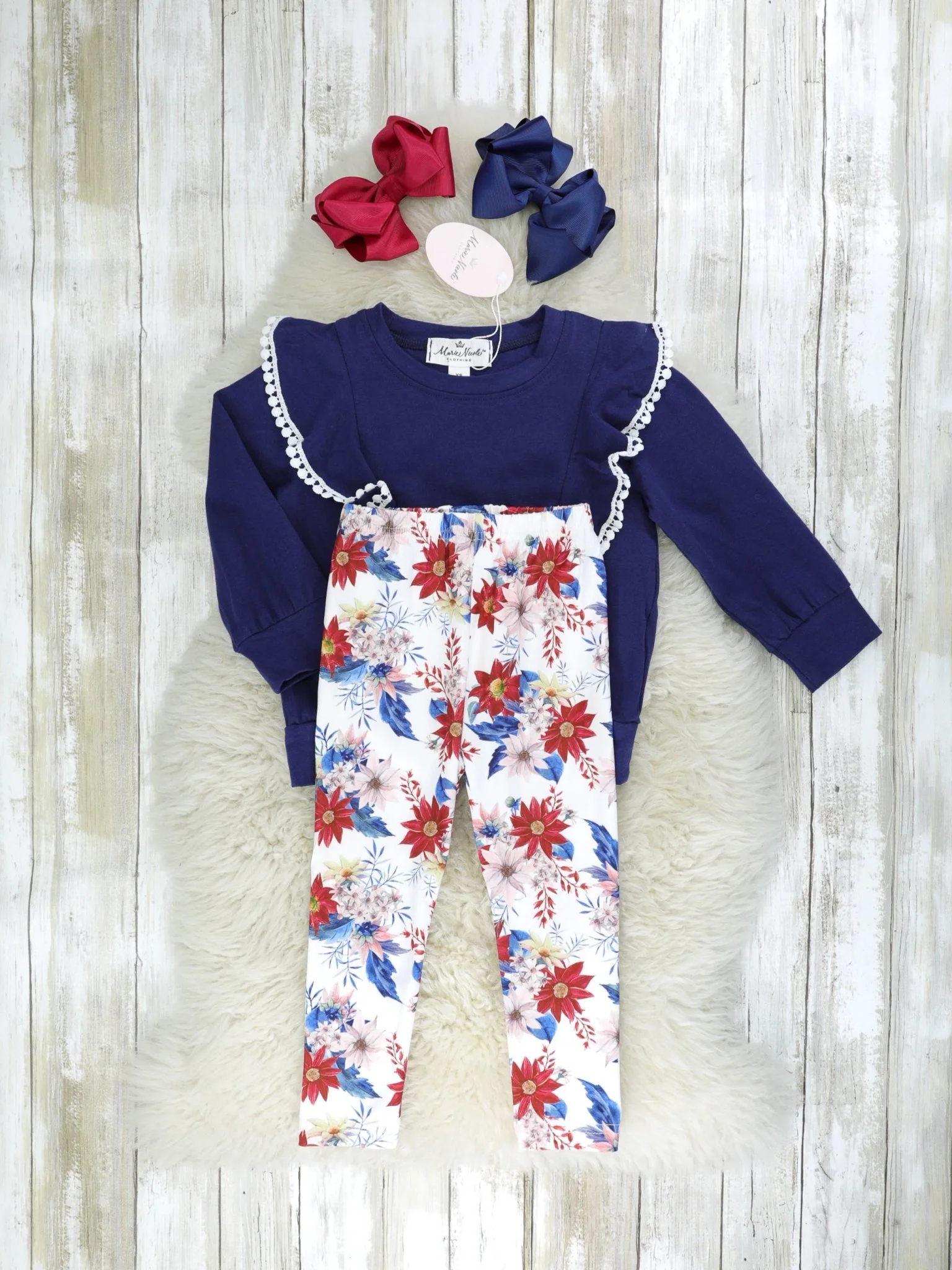 Navy Roses Ruffle Outfit - Image 2