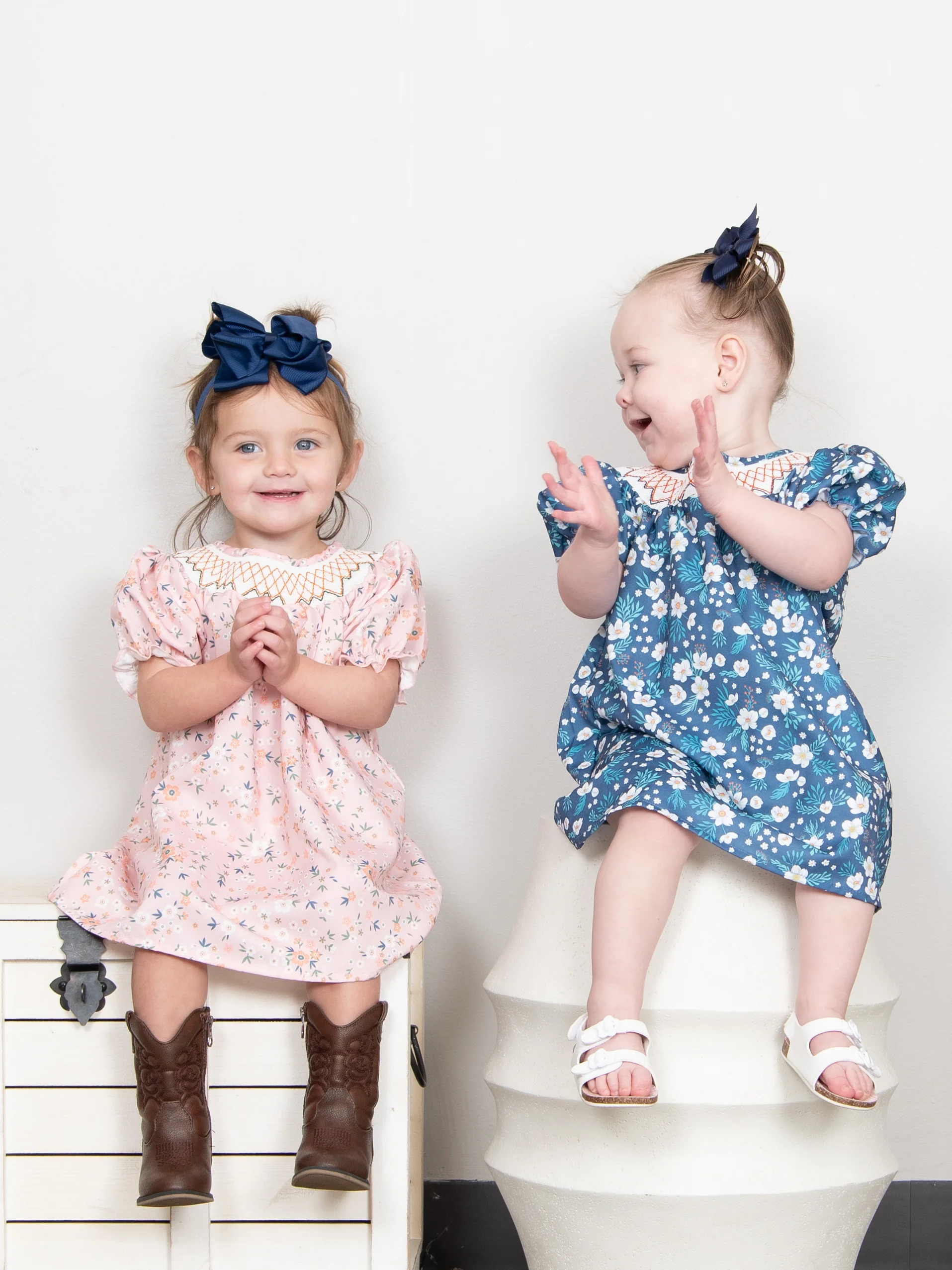 Navy Smocked Anemone Dress - Image 2