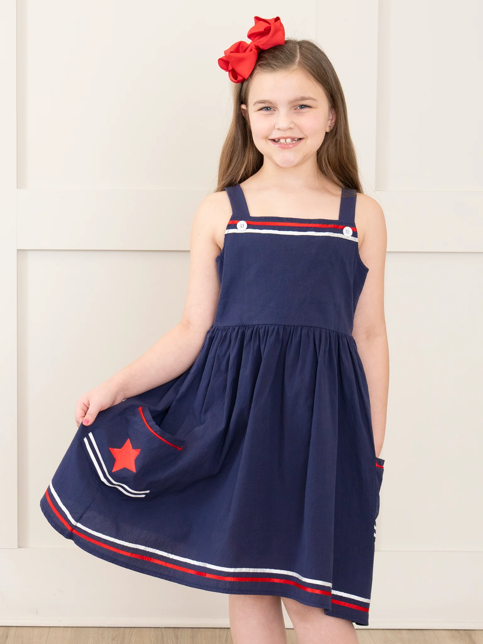 Navy Star Spangled Pocket Dress - Image 2