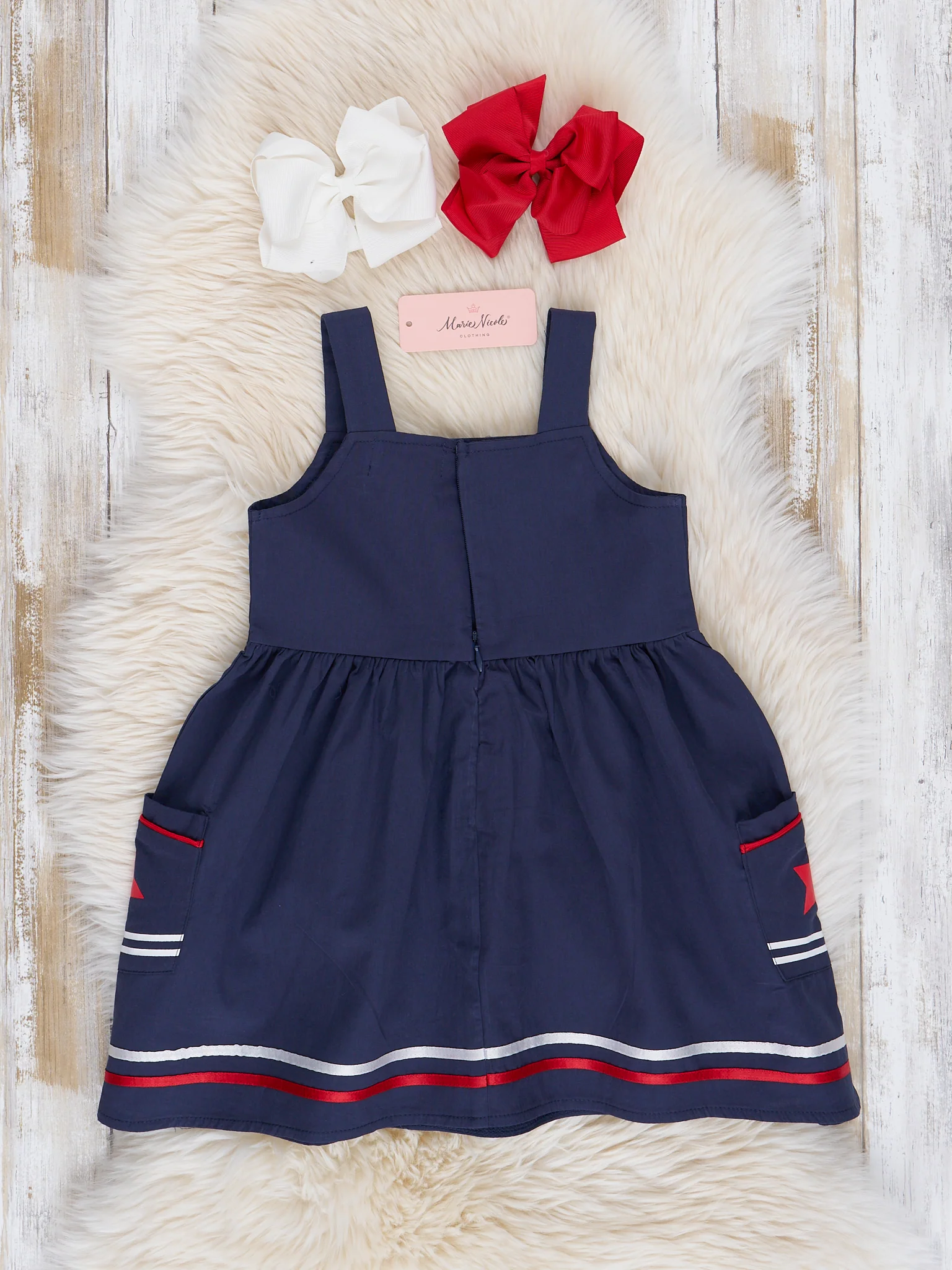 Navy Star Spangled Pocket Dress - Image 3